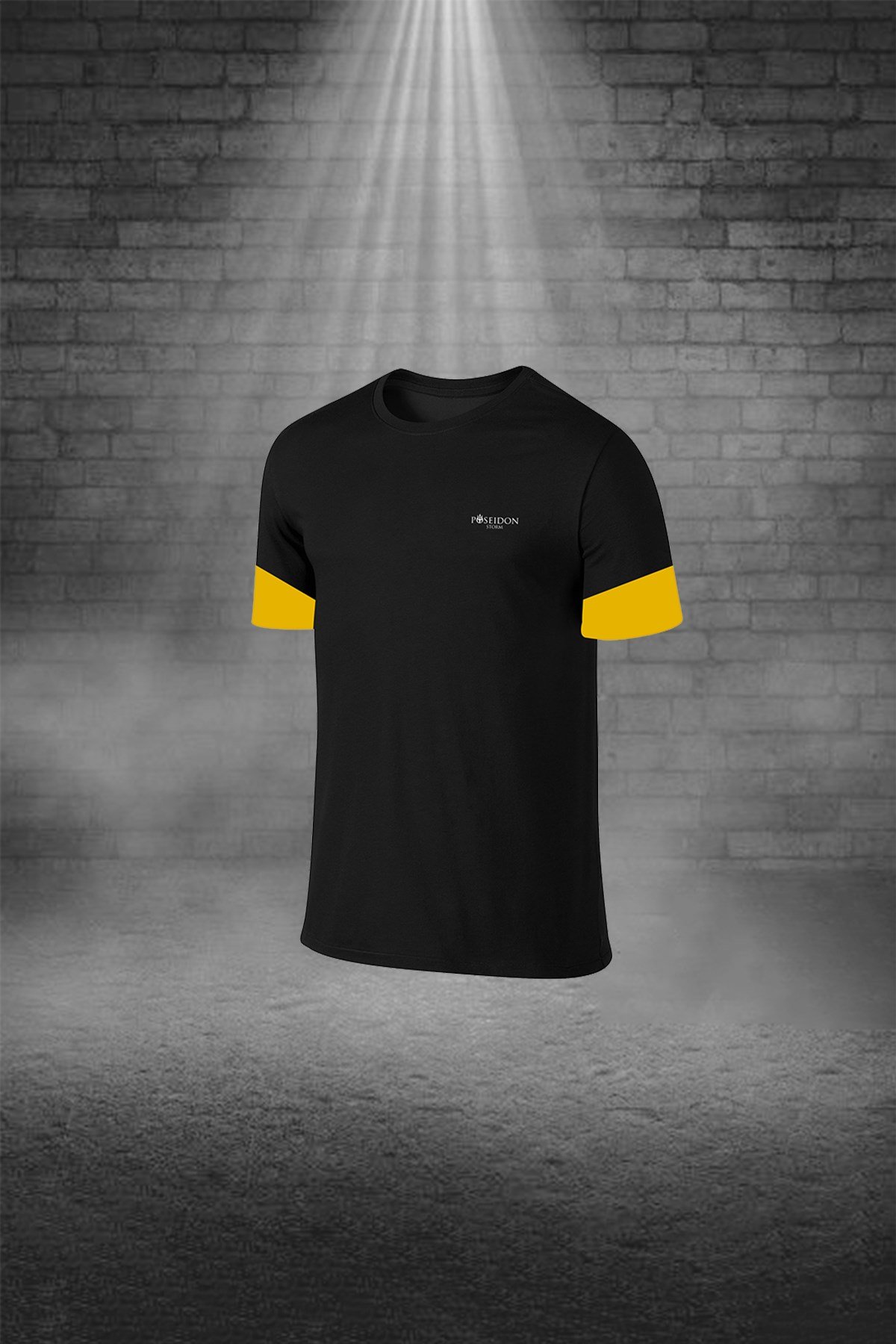 Büyük Beden Erkek Siyah Günlük Sporcu Tişört ve Şort Takımı 4XL-10XL - sarı parçalı v - M5
