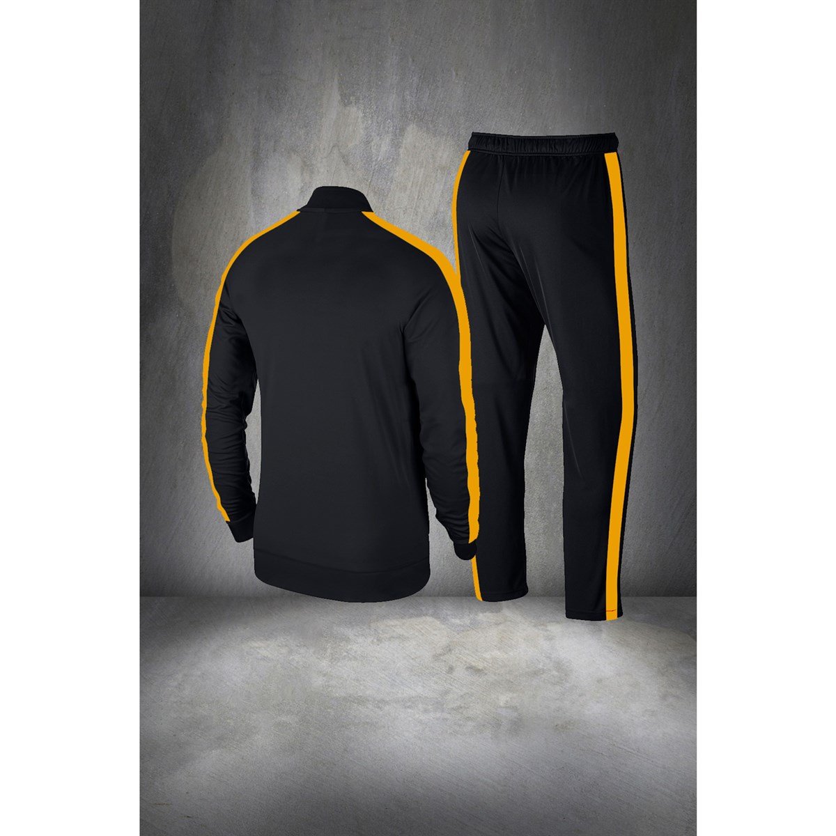 Büyük Beden Erkek Siyah İnterlok Kumaş İki Parçalı Şık Spor Takım Sporcu Koşu Seti  4XL- 10XL