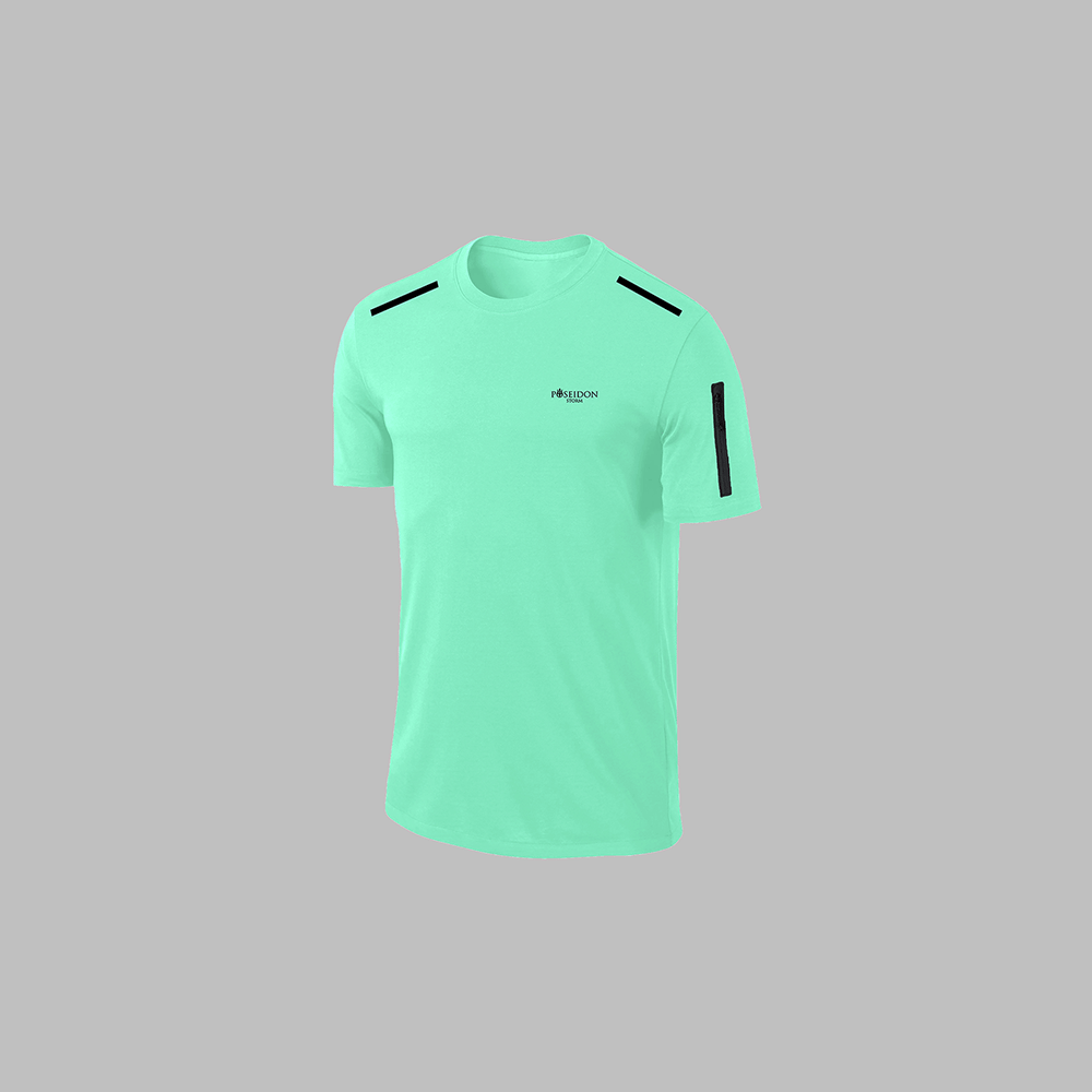 Büyük Beden Erkek Su Yeşili Dri-Fit Kumaş Baskısız Yuvarlak Yaka Kısa Kol Tişört Şort Alt Üst Spor Takım  4XL-10XL