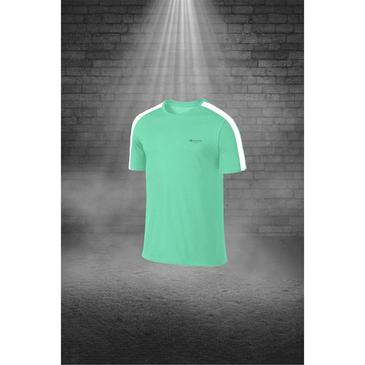 Büyük Beden Erkek Su Yeşili Dri-Fit Kumaş Baskısız Yuvarlak Yaka Kısa Kol Tişört Şort Alt Üst Spor Takım  4XL-10XL