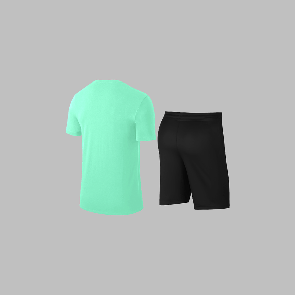 Büyük Beden Erkek Su Yeşili Dri-Fit Kumaş Baskısız Yuvarlak Yaka Kısa Kol Tişört Şort Alt Üst Spor Takım  4XL-10XL