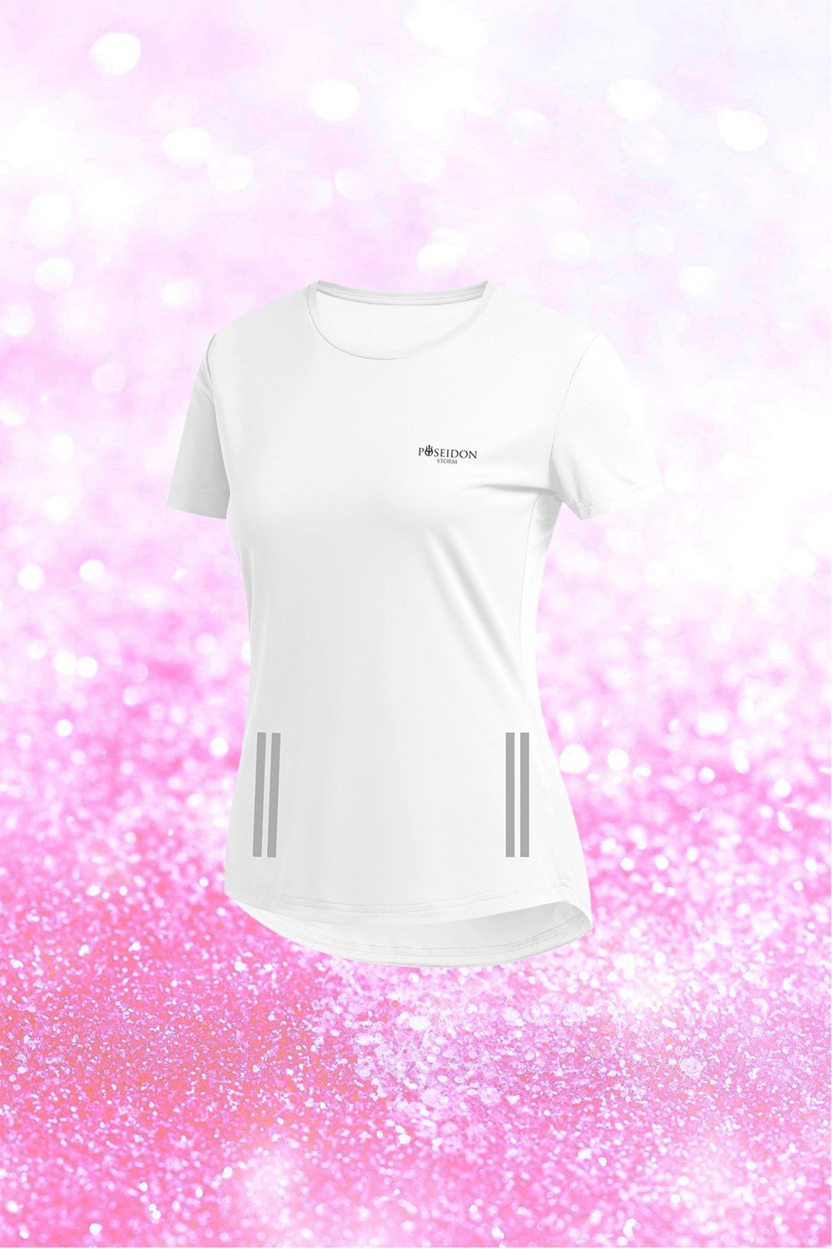 Büyük Beden Kadın Beyaz Günlük Sporcu Tişörtü 4XL-8XL - Yanlardan çift flexo baskı  - M5