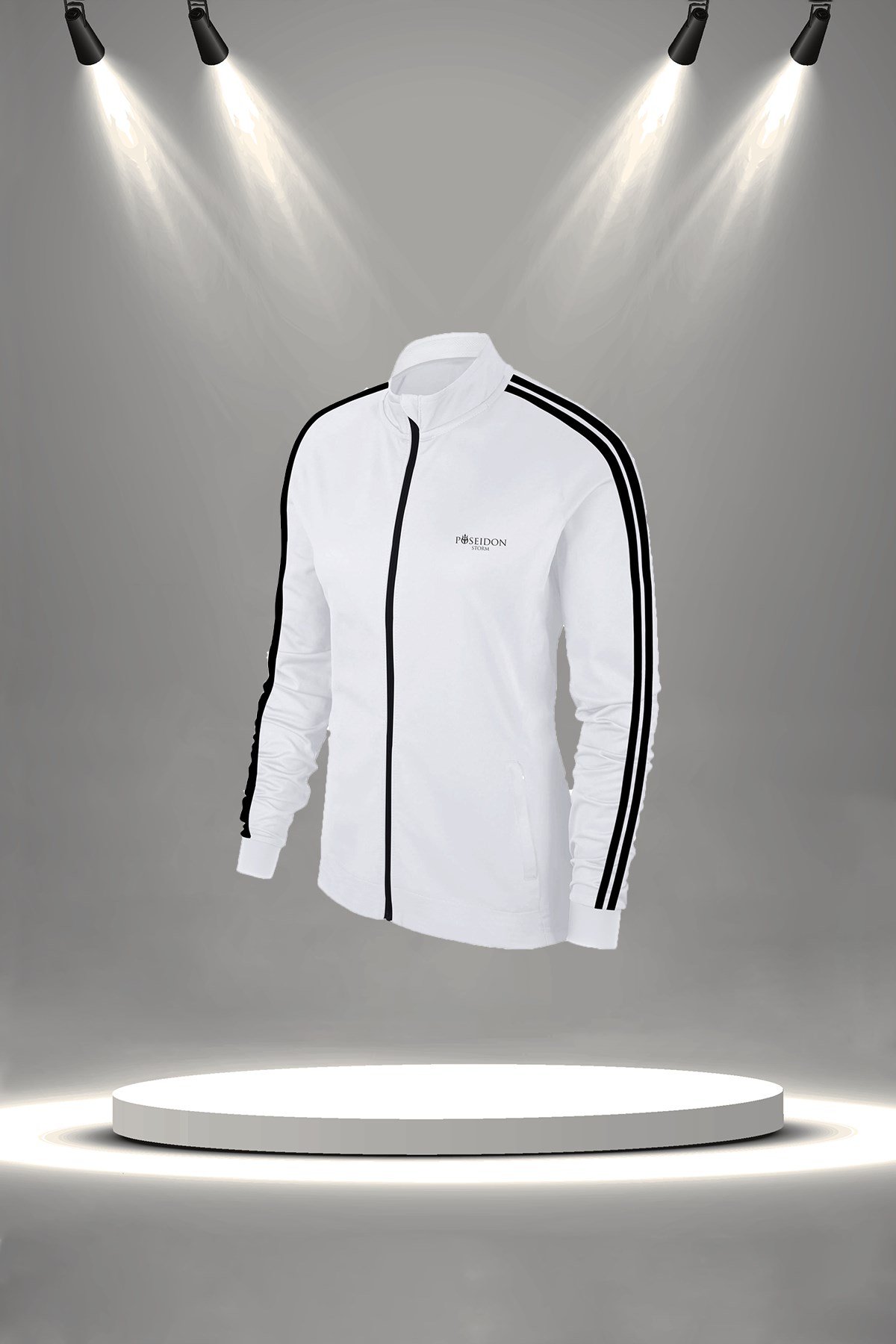 Büyük Beden Kadın Beyaz Günlük Sporcu Eşofman Takımı 4XL-8XL çift şerit - M2