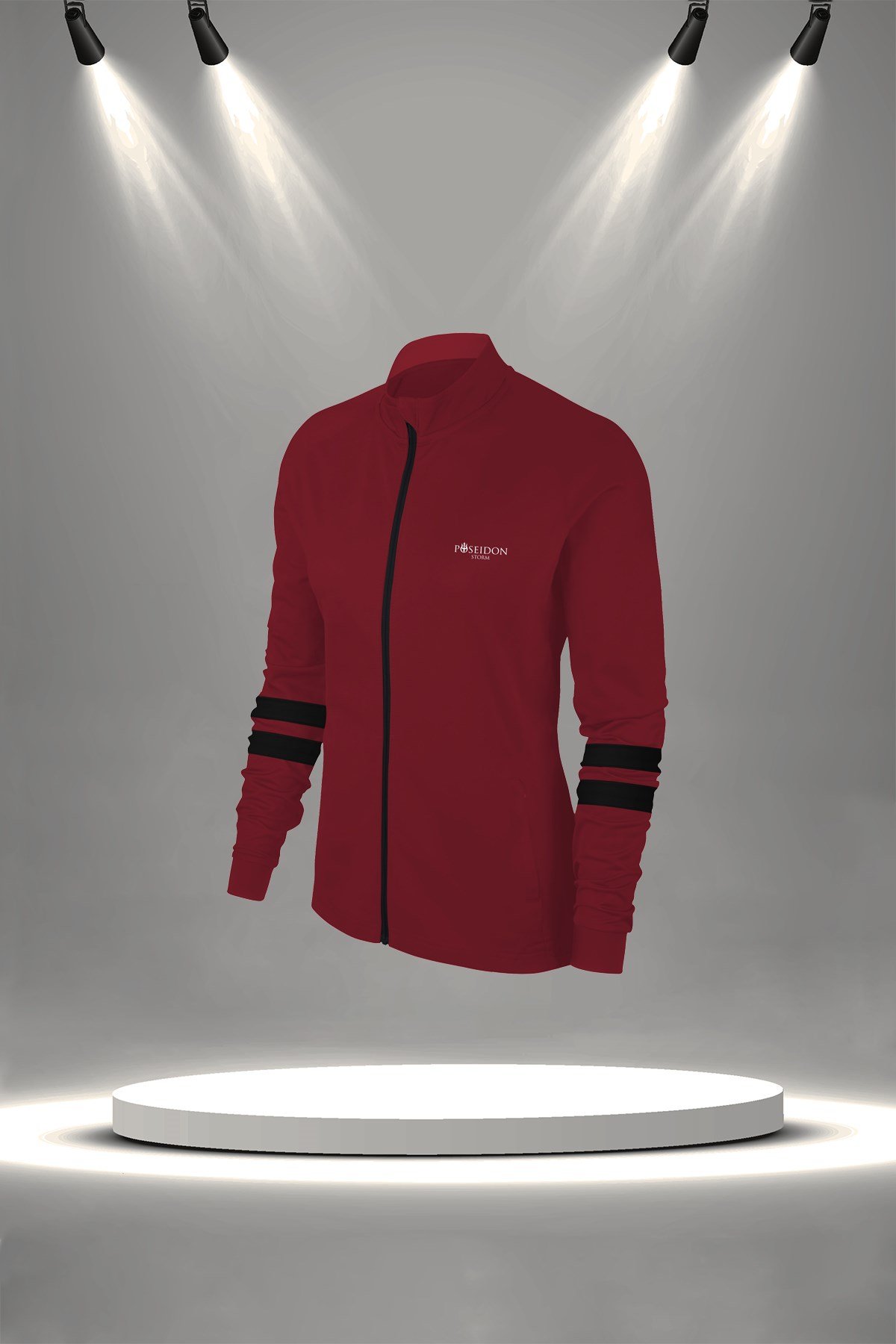 Büyük Beden Kadın Bordo İnterlok Kumaş İki Parça Fermuarlı Şık Spor Eşofman Takım Seti (4XL-10XL)