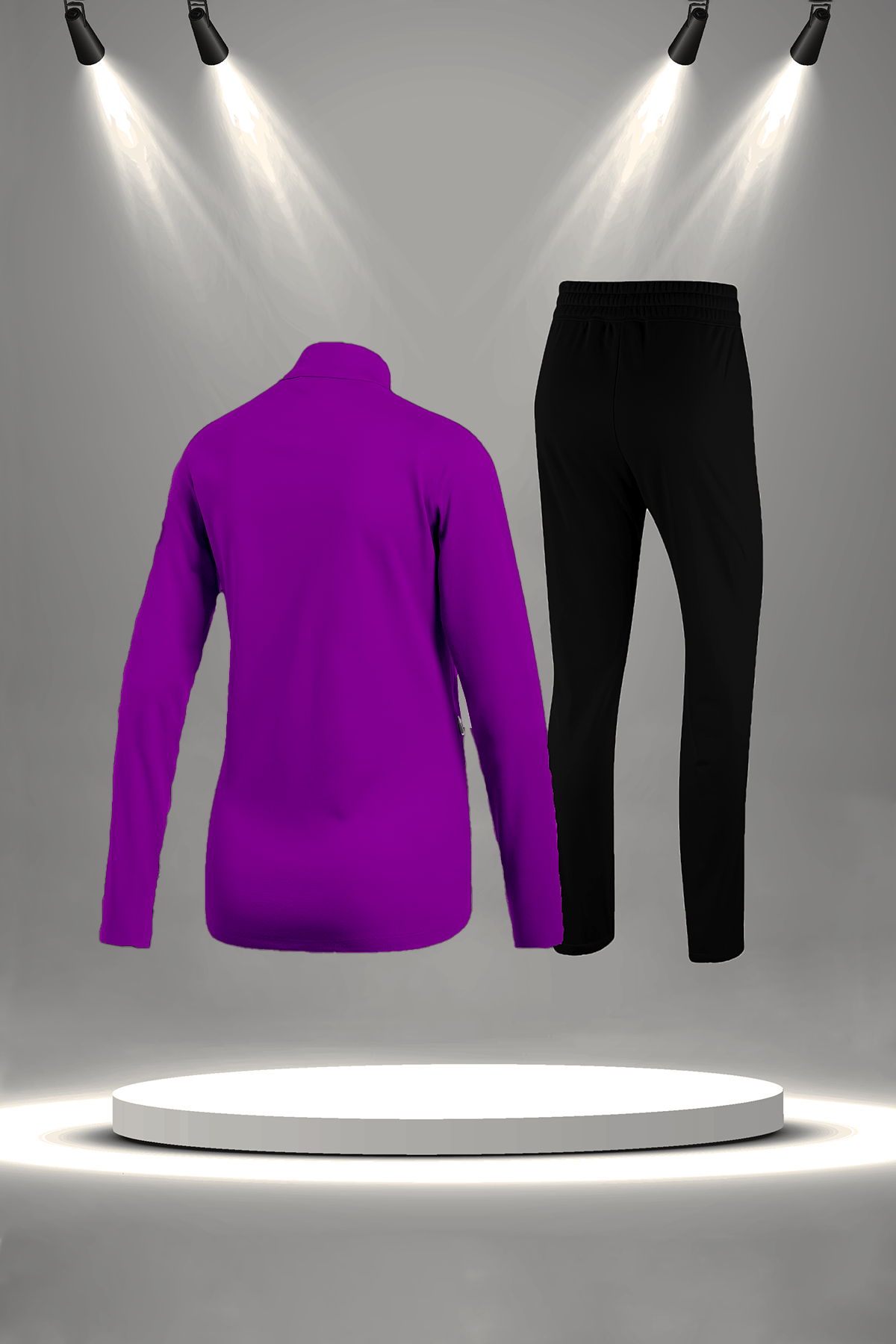 Büyük Beden Kadın Mor  İnterlok Kumaş Rahat Yürüyüş ve Koşu Sporcu Seti  (4XL-10XL)