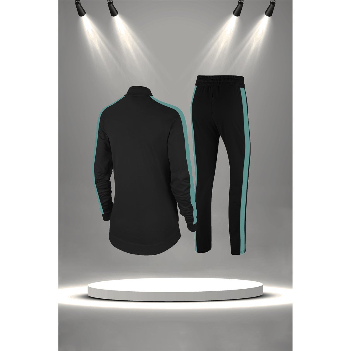 Büyük Beden Kadın Siyah İnterlok Kumaş Konforlu Koşu ve Antrenman Eşofman Seti  4XL-10XL