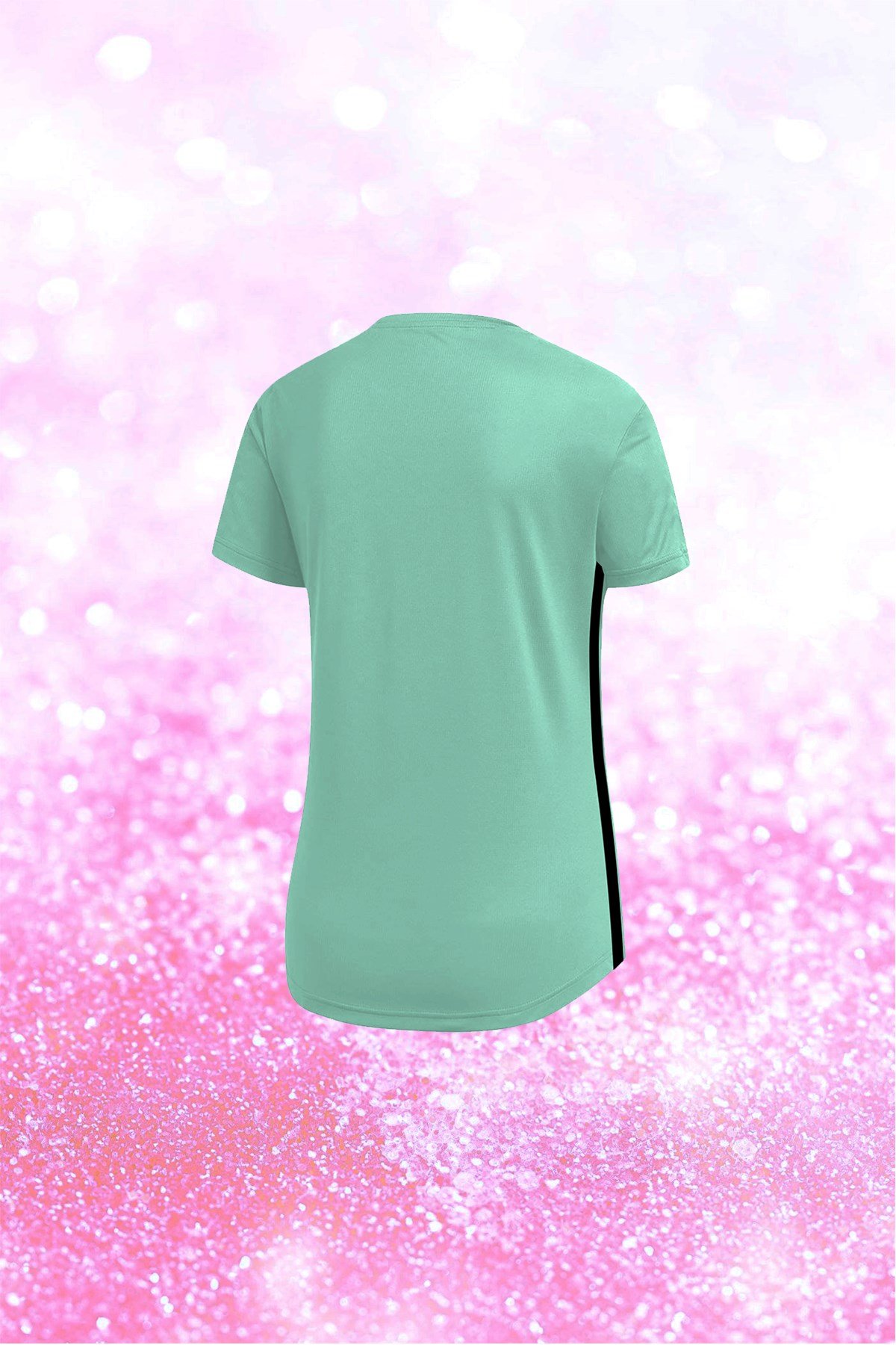 Büyük Beden Kadın Su Yeşili Günlük Sporcu Tişörtü 4XL-8XL - Yandan tek bant - M2