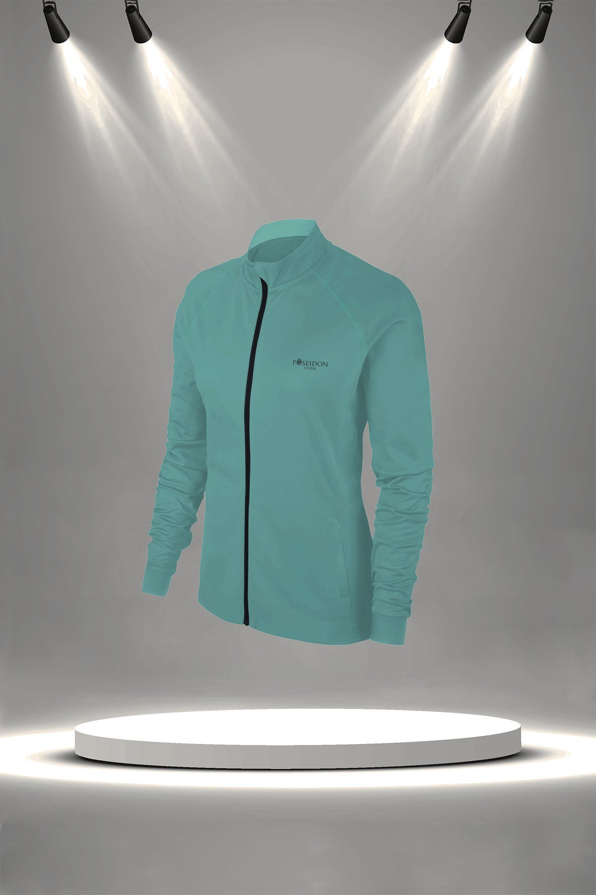 Büyük Beden Kadın Su Yeşili Interlok Kumaş Her Mevsim Yürüyüş Koşu Eşofman Seti (4XL-10XL)