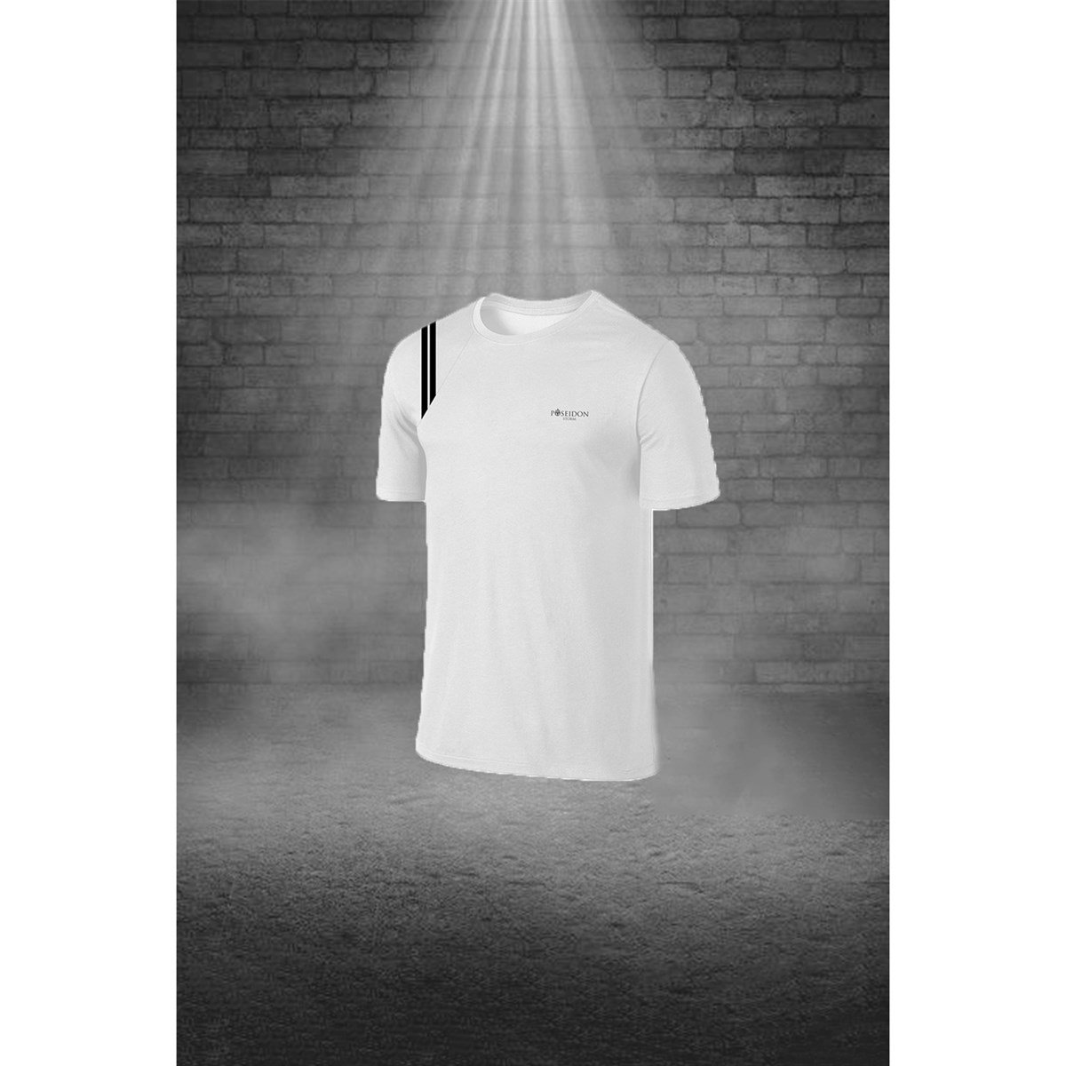 Erkek Beyaz Dri-Fit Kumaş Koşu için Konforlu Cepli Sıfır Yaka Tişört Şort İkili Alt Üst Seti S-3XL