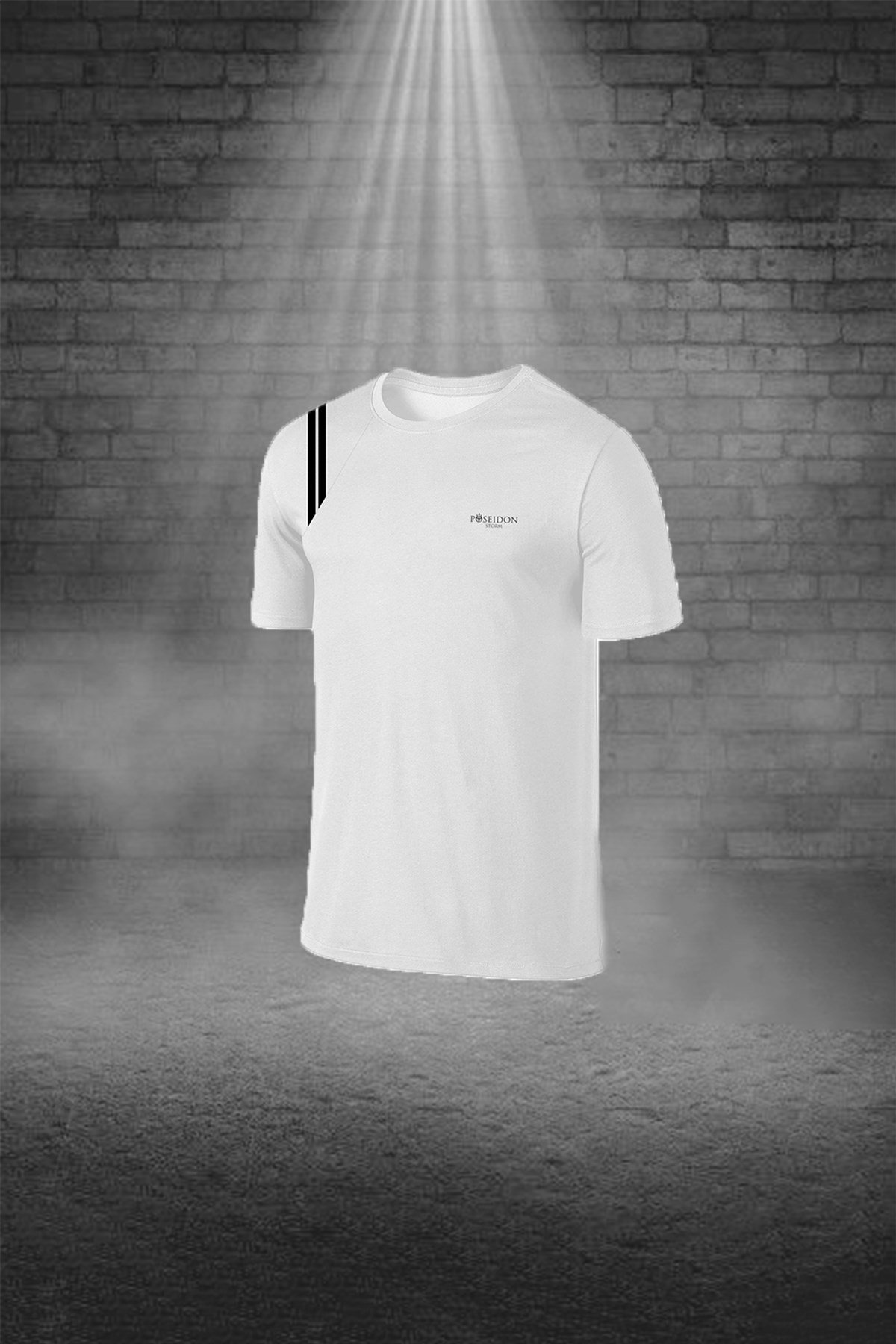 Erkek Beyaz Dri-Fit Kumaş Koşu için Konforlu Cepli Sıfır Yaka Tişört Şort İkili Alt Üst Seti S-3XL