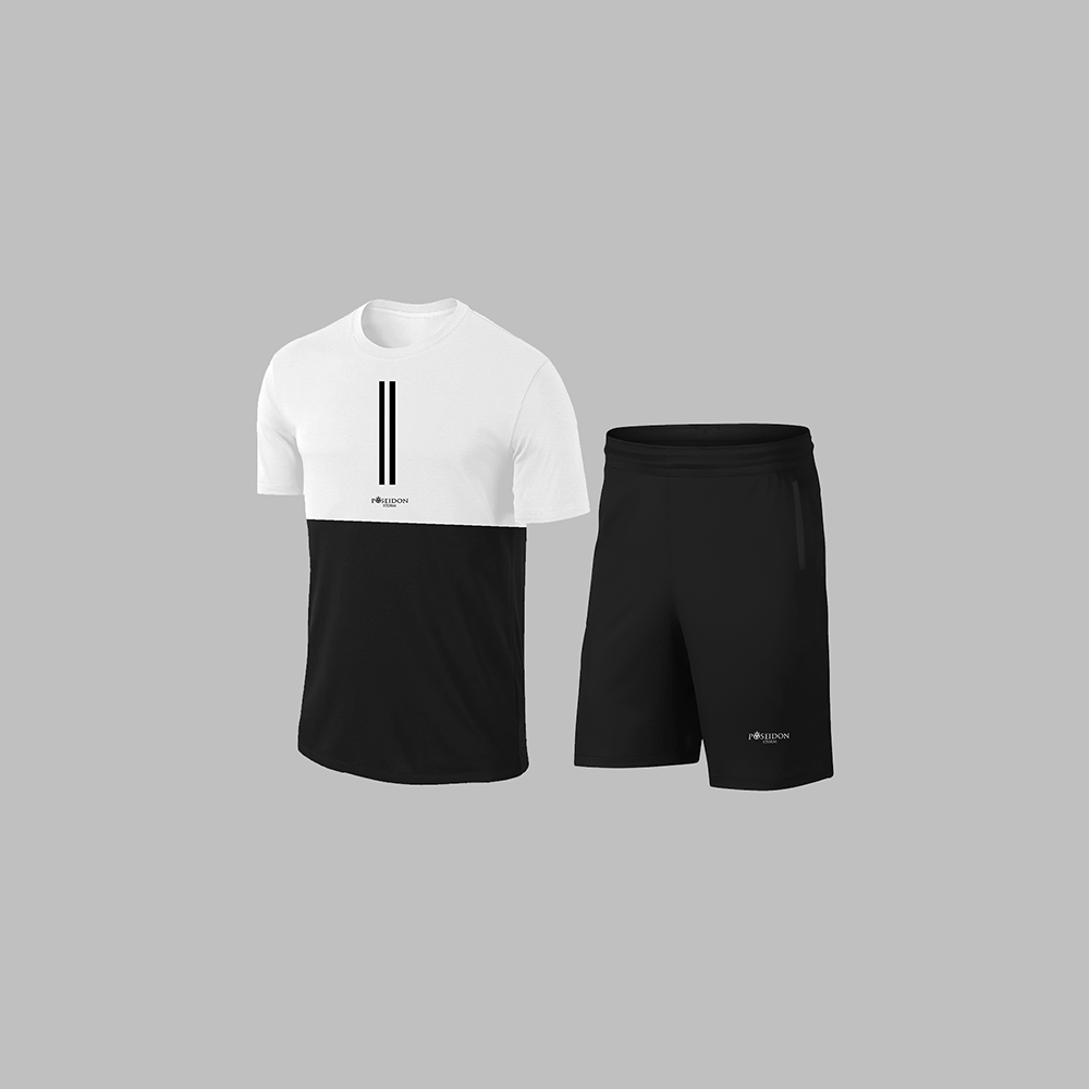 Erkek Beyaz Dri-Fit Kumaş Rahat Konforlu Kesim Yuvarlak Yaka Kısa Kol Tişört Şort Spor Seti S-3XL