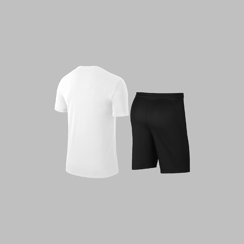 Erkek Beyaz Dri-Fit Kumaş Rahat Konforlu Kesim Yuvarlak Yaka Kısa Kol Tişört Şort Spor Seti S-3XL