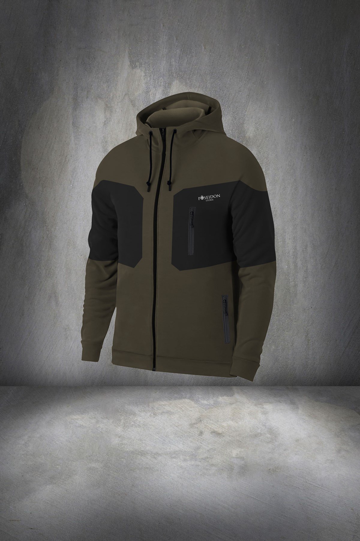 Erkek Haki Günlük Sporcu Eşofman Takımı S-3XL - önü ve kolları parçalı - M14
