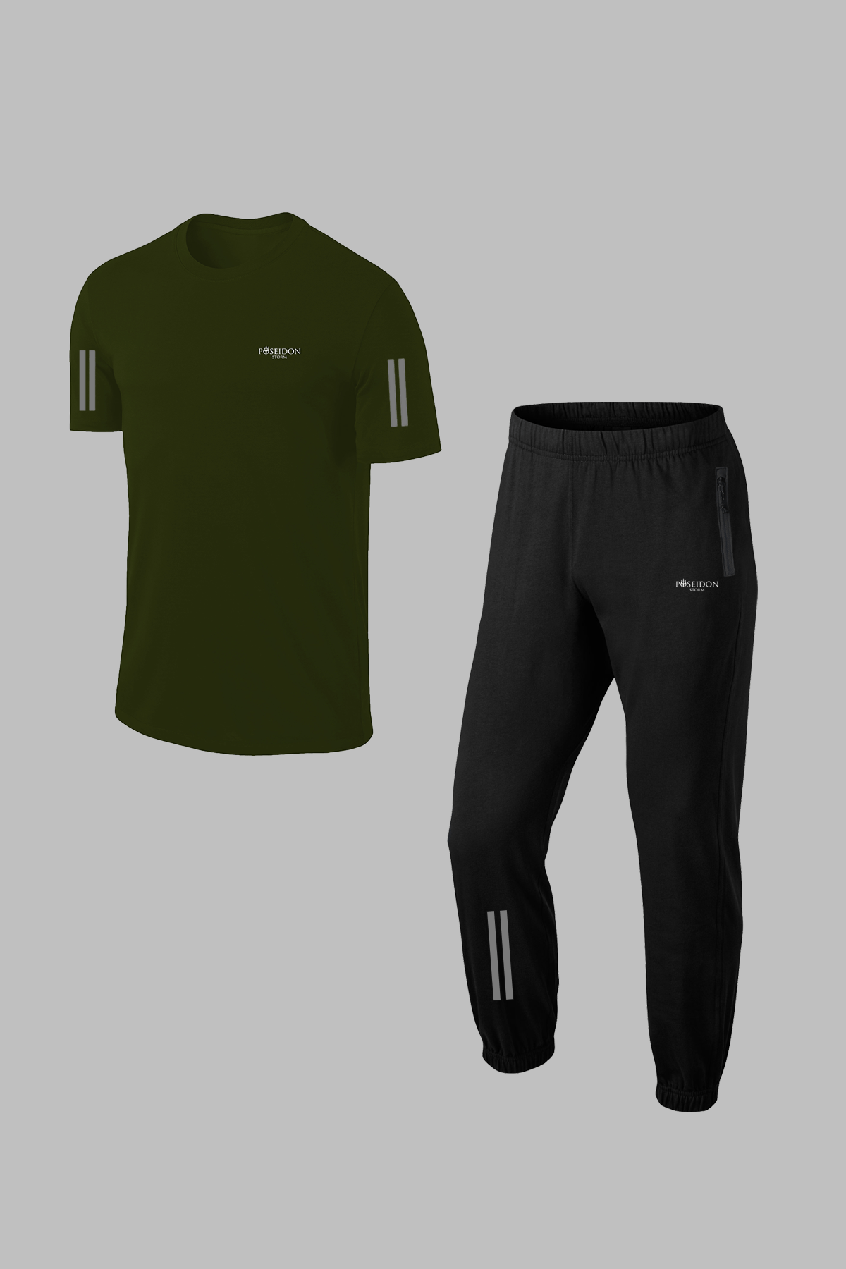 Erkek Haki Özel Supra Penye Kumaş Özel İki Parça Sporcu Antrenman Seti S-3XL