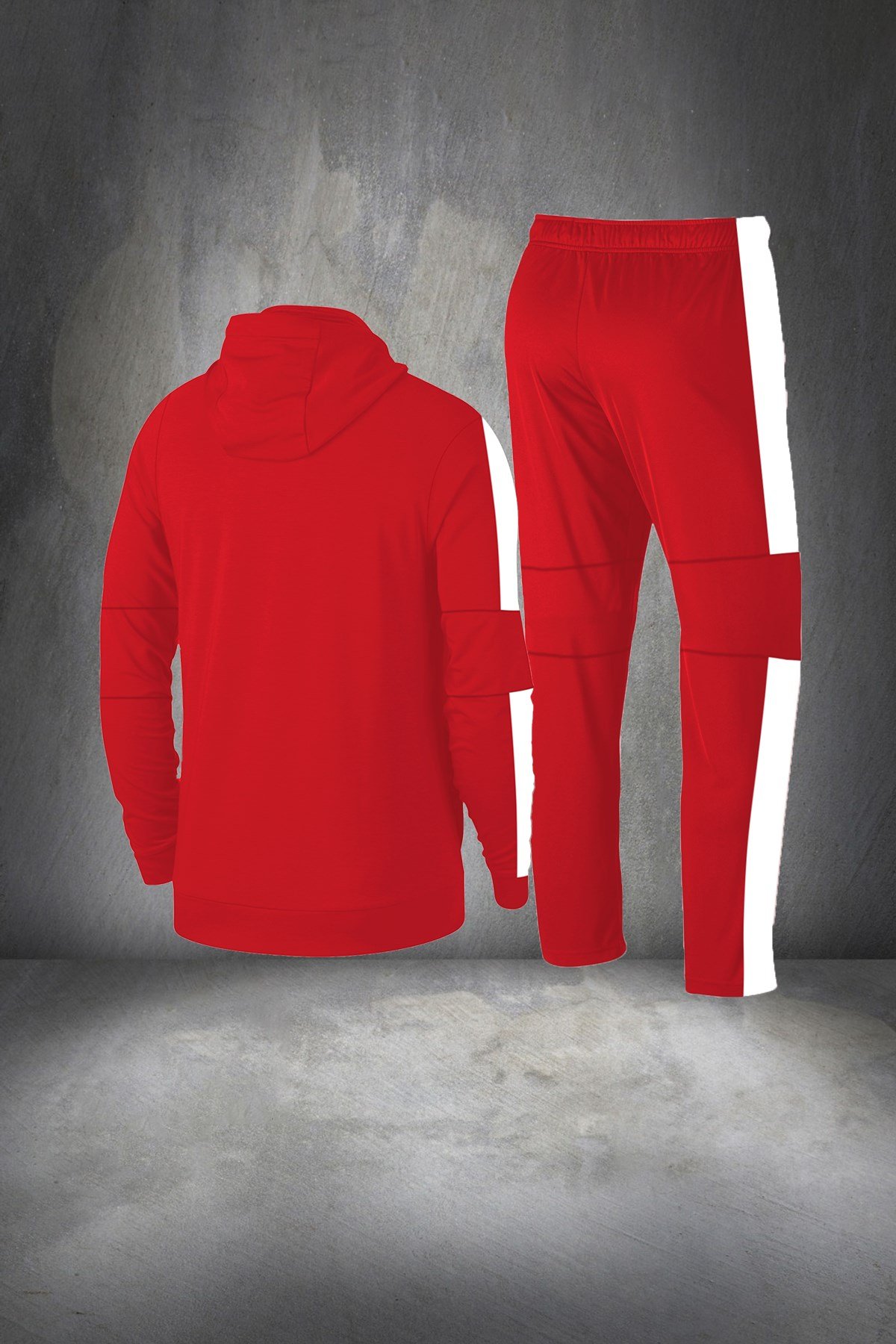Erkek Kırmızı Günlük Sporcu Eşofman Takımı S-3XL - parçalı tek bant - M15