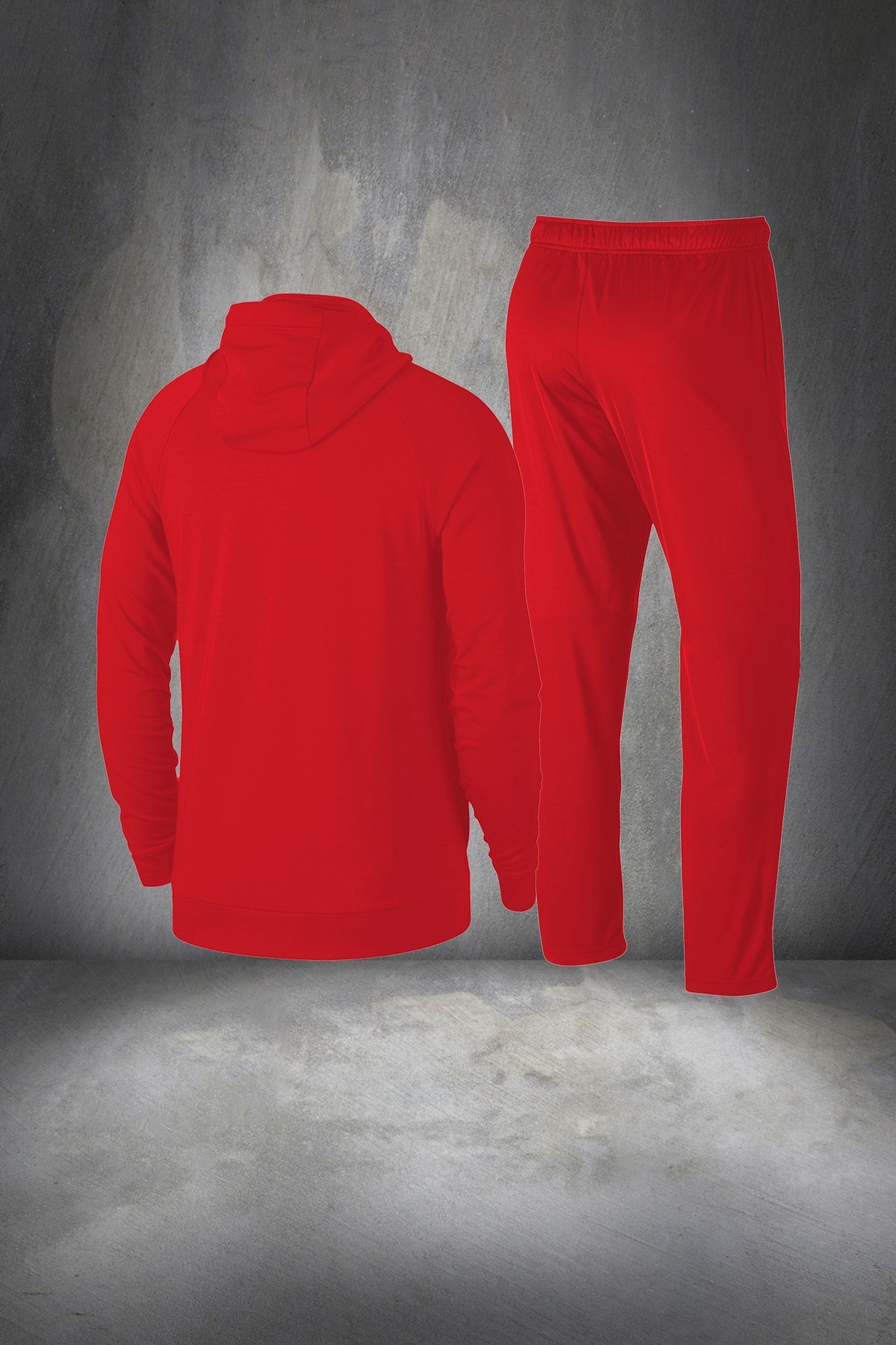 Erkek Kırmızı Günlük Sporcu Eşofman Takımı S-3XL - kolları yarım çift şerit - M16