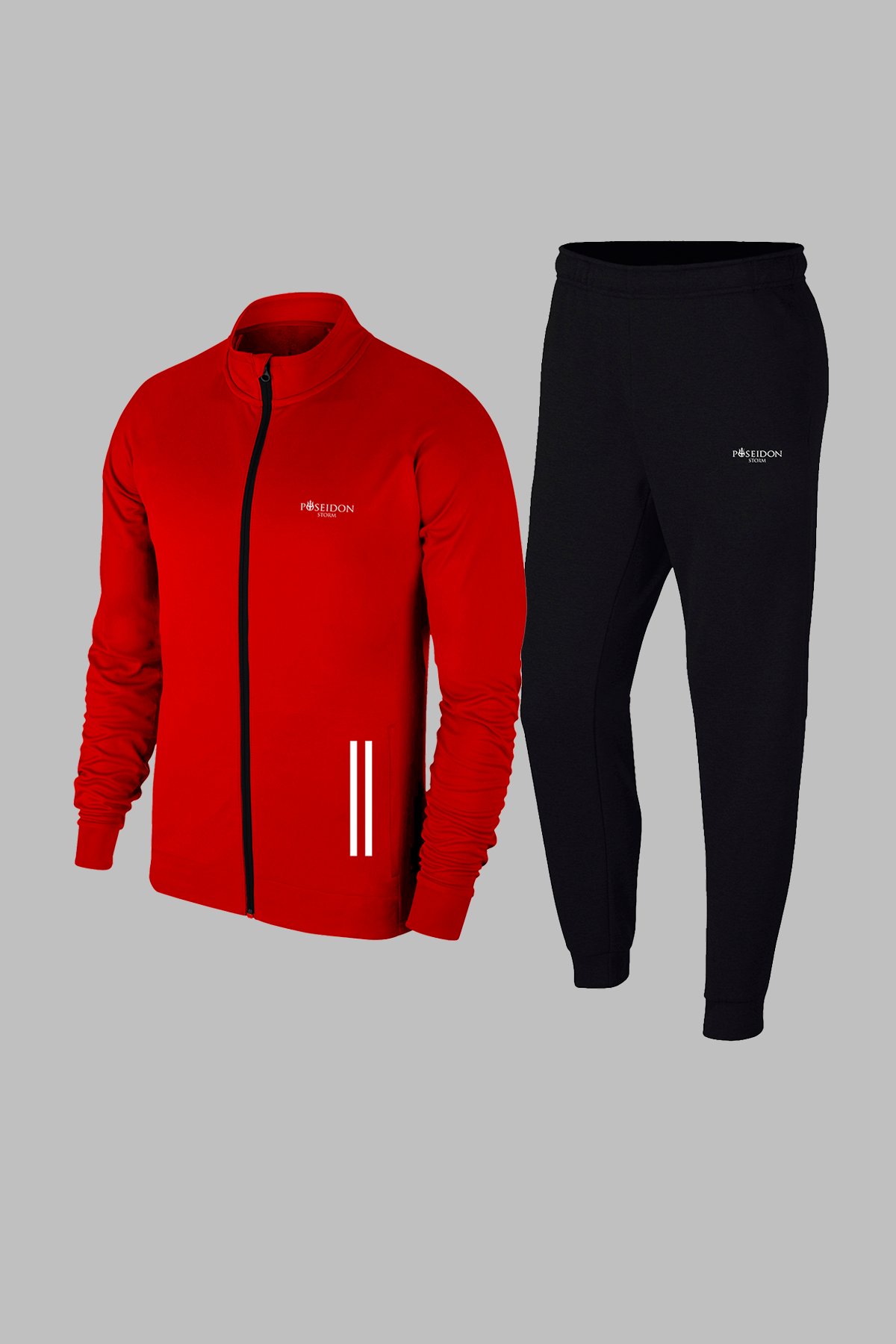 Erkek Kırmızı Yeni Supra Penye Kumaş Fermuarlı Özel Üst Alt Eşofman Günlük Giyim Takımı S-3XL