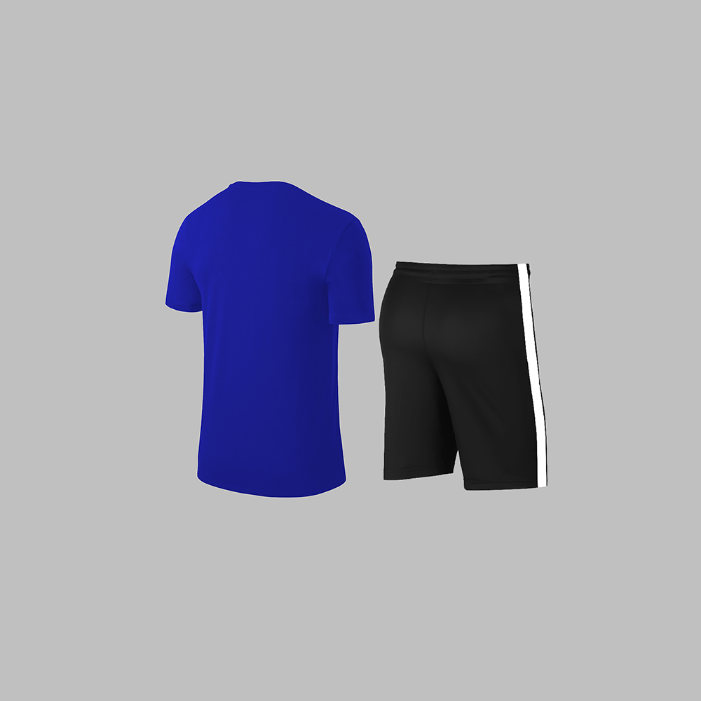 Erkek Mavi Dri-Fit Kumaş Antrenman ve Koşu için Konforlu Cepli Düz Tişört Şort Seti S-3XL