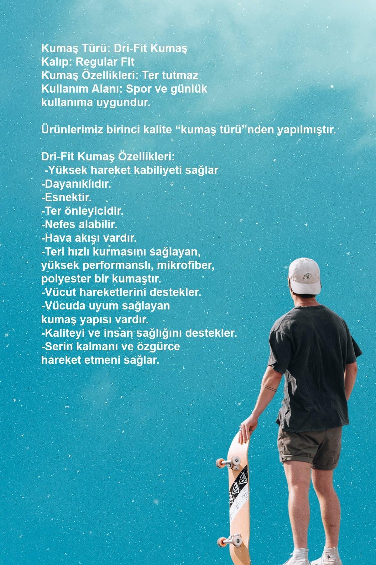 Erkek Mavi Dri-Fit Kumaş Antrenman ve Koşu için Konforlu  Kısa Kol T-shirt S-3XL