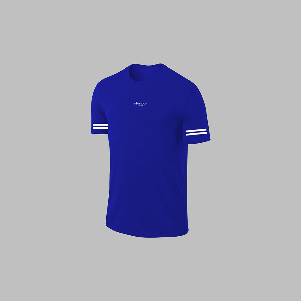 Erkek Mavi Dri-Fit Kumaş Antrenman ve Koşu için Konforlu Cepli Düz Tişört Şort Seti S-3XL