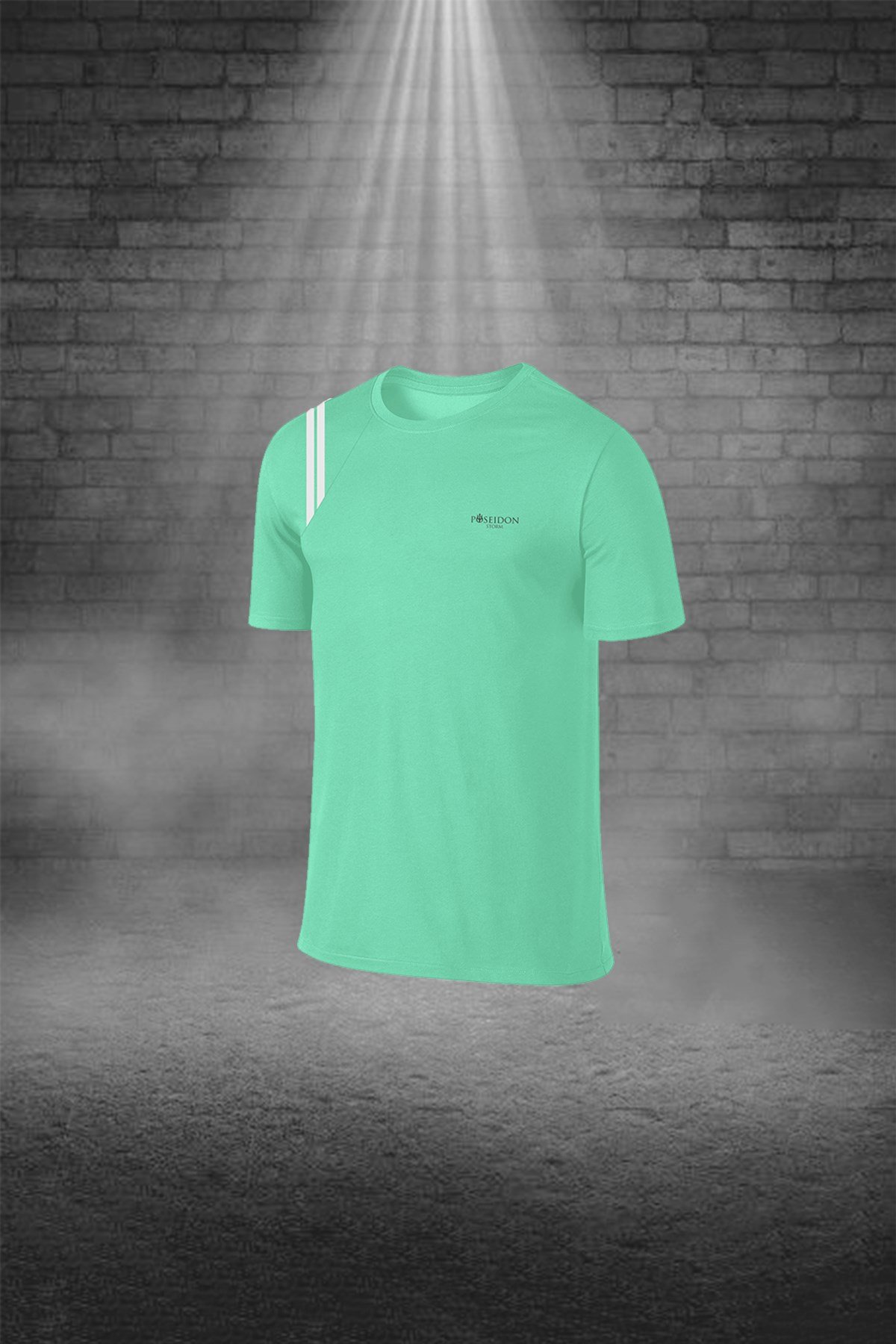 Erkek Mint Yeşili Günlük Sporcu Tişört ve Şort Takımı S-3XL - omuzdan parçalı şeritli - M6