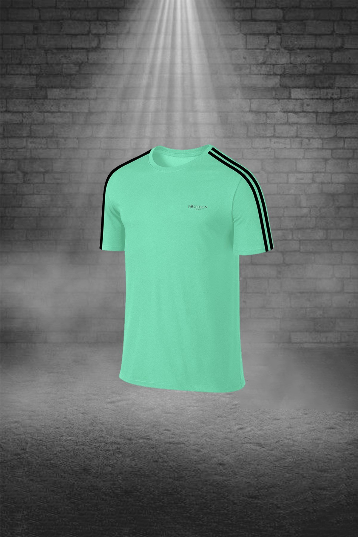 Erkek Mint Yeşili Sporcu Tişört ve Şort Takımı S-3XL - siyah tek bant şerit - M2