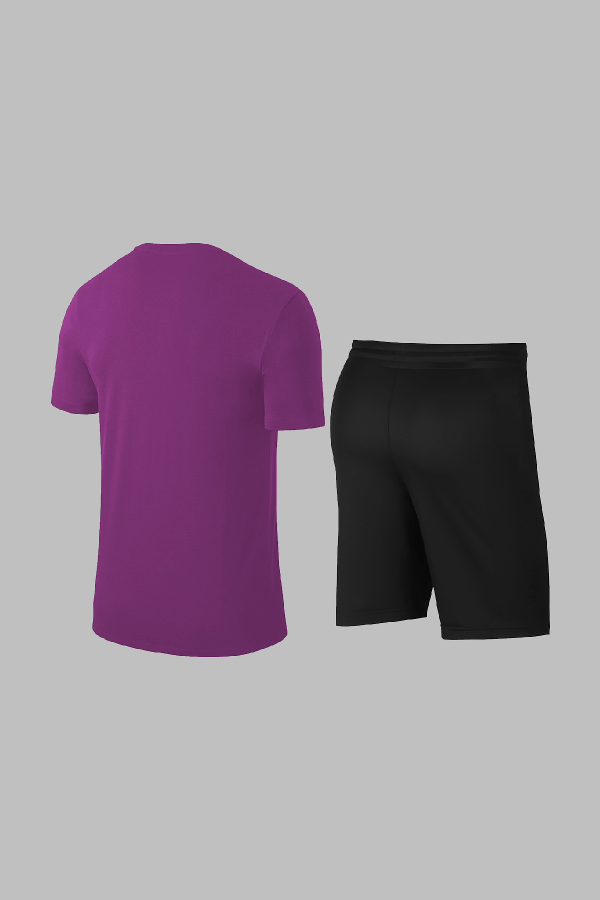 Erkek Mor Dri-Fit Kumaş Antrenman ve Koşu için Konforlu Cepli Düz Tişört Şort Seti (S-3XL)