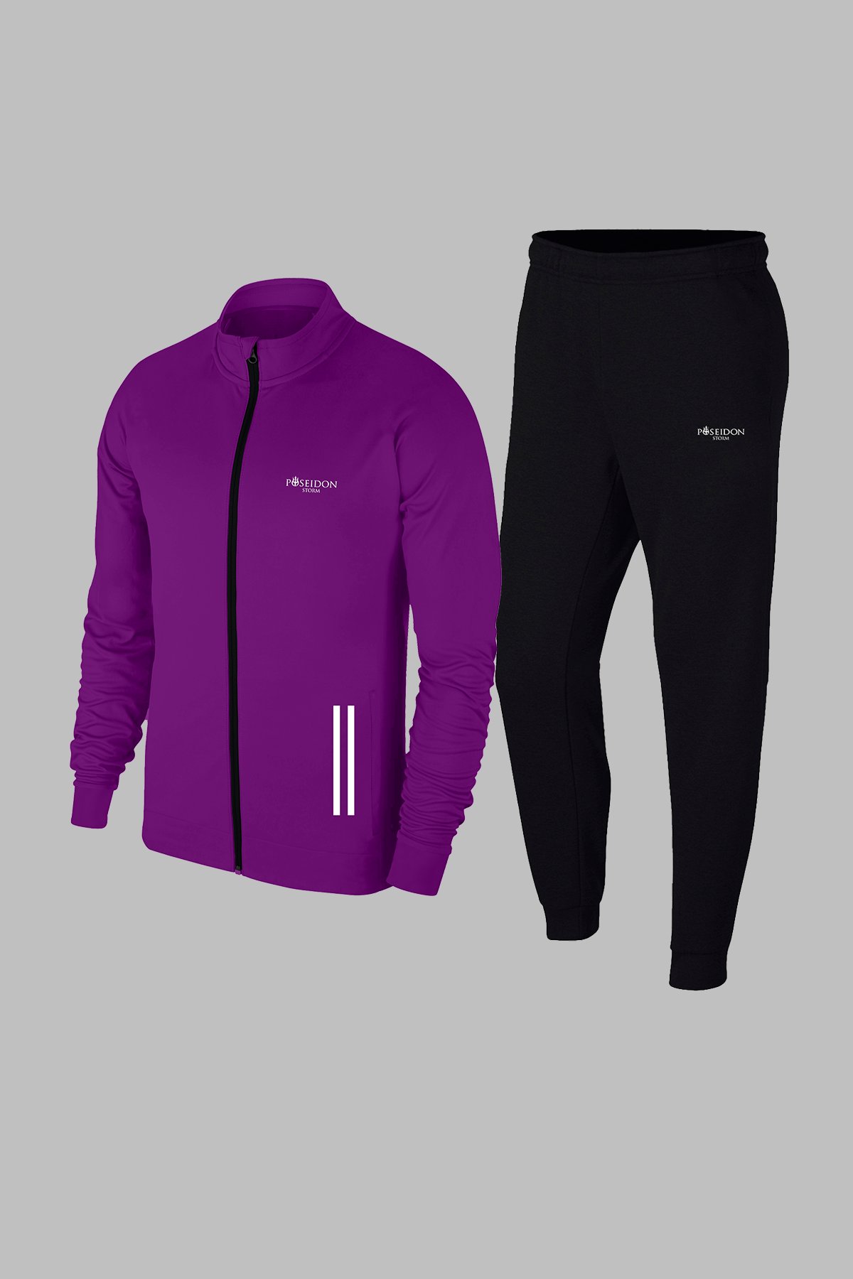 Erkek Mor Yeni Supra Penye Kumaş Özel İki Parça Sporcu Antrenman Seti S-3XL