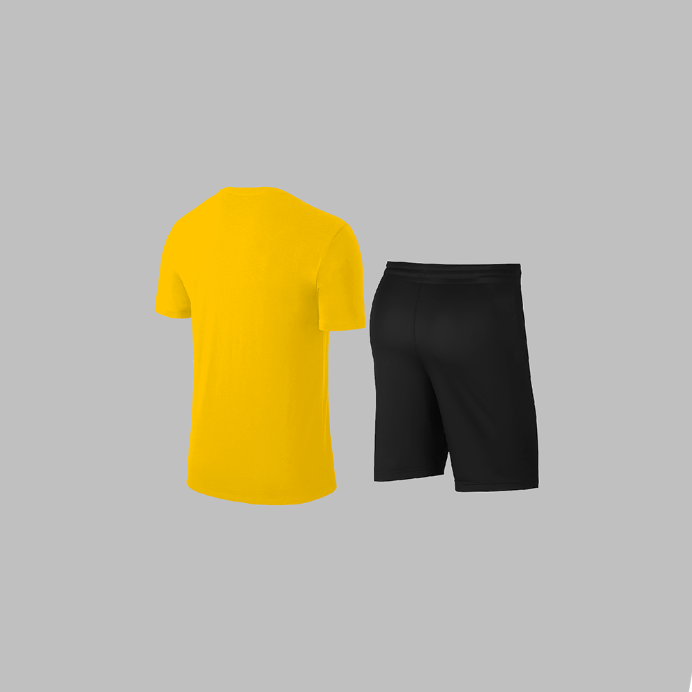 Erkek Sarı Dri-Fit Kumaş Baskısız Konforlu Tişört Şort Alt Üst İkili Takım Seti S-3XL