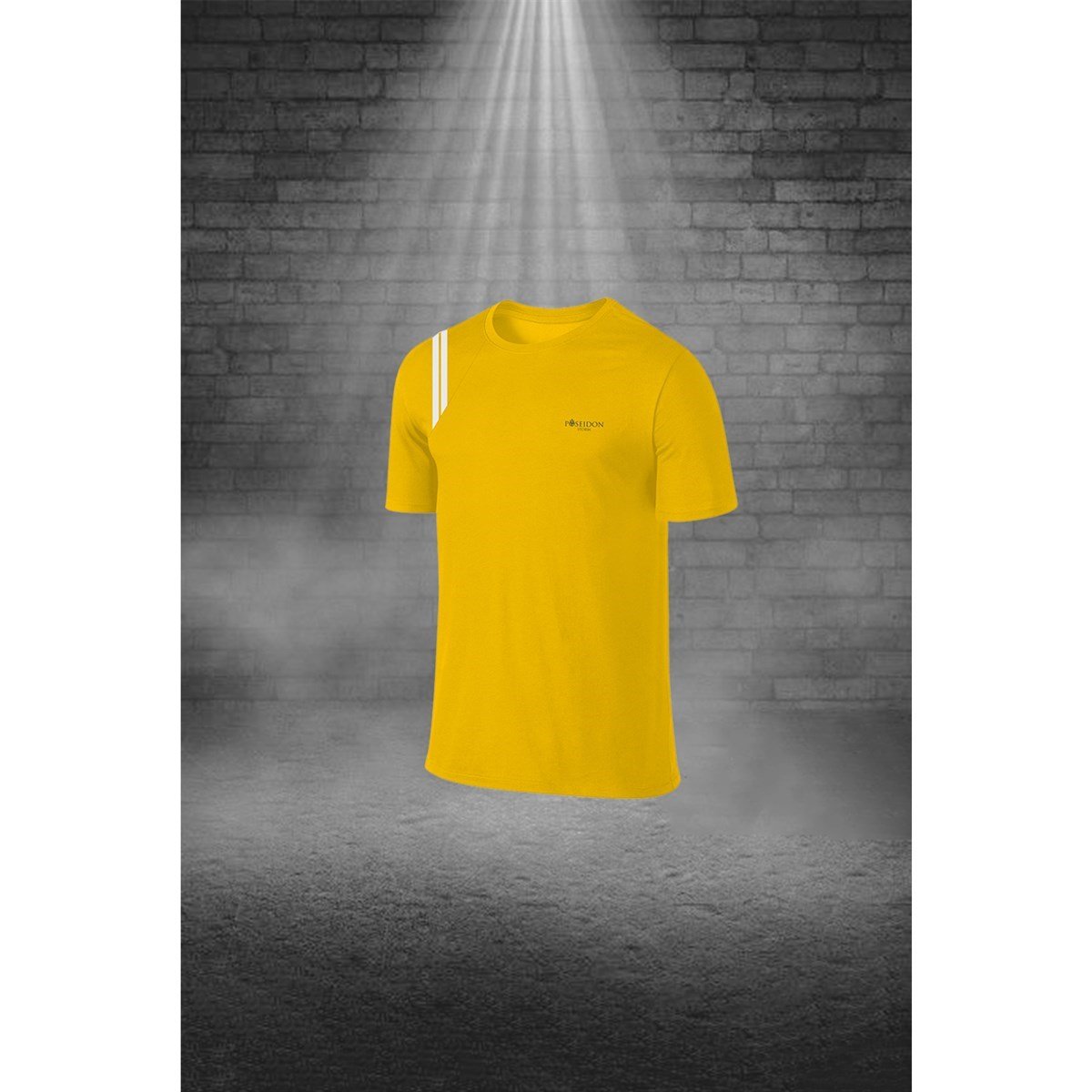 Erkek Sarı Dri-Fit Kumaş Konforlu Cepli Sıfır Yaka Tişört Şort İkili Alt Üst Seti S-3XL