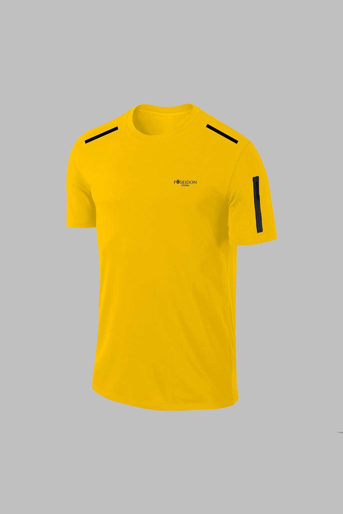 Erkek Sarı Dri-Fit Kumaş Yürüyüş ve Koşu için Konforlu  Sıfır Yaka T-shirt S-3XL