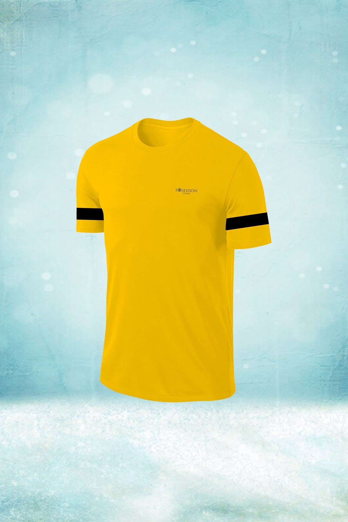 Erkek Sarı Günlük Sporcu Tişörtü S-3XL - Kolları tek bant - M4