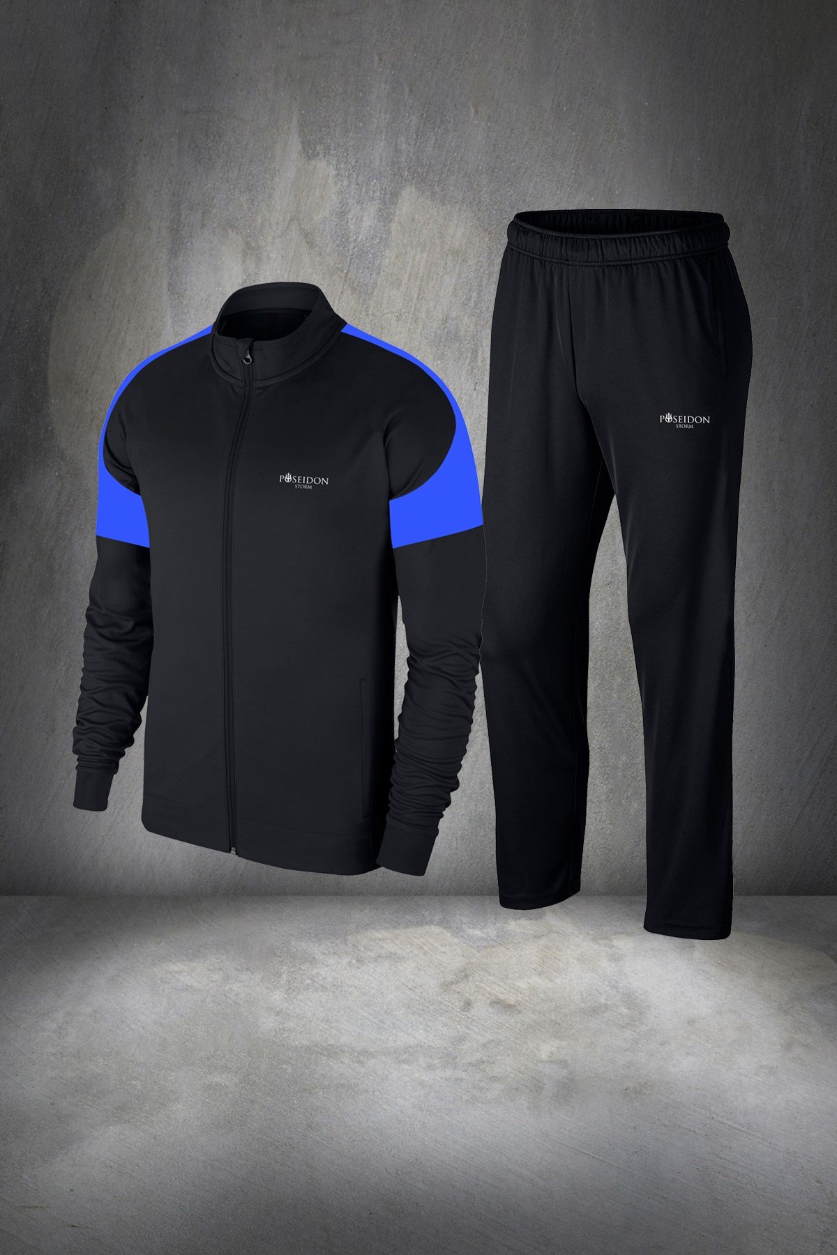 Erkek Siyah Günlük Sporcu Eşofman Takımı S-3XL mavi rütbe - M9