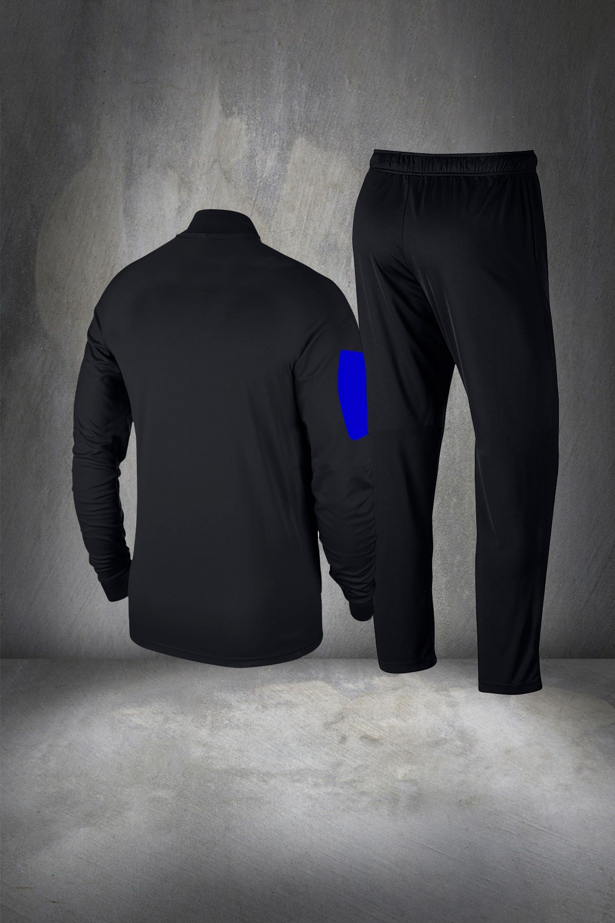 Erkek Siyah İnterlok Kumaş Fermuarlı Özel Tasarım Eşofman Takımı S-3XL