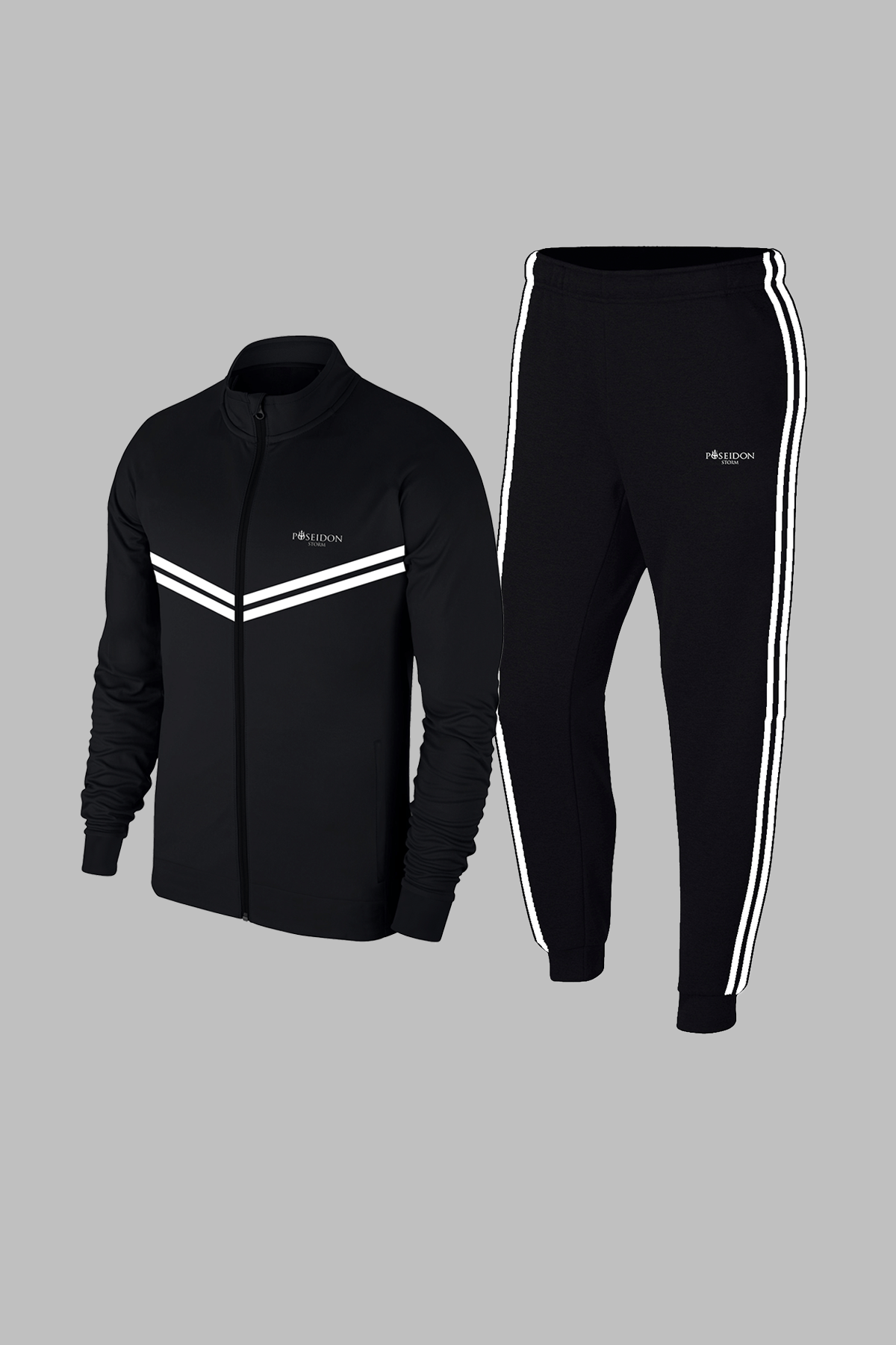 Erkek Siyah Yeni Supra Penye Kumaş Önü Cep Detaylı Kapşonlu Eşofman Takımı S-3XL