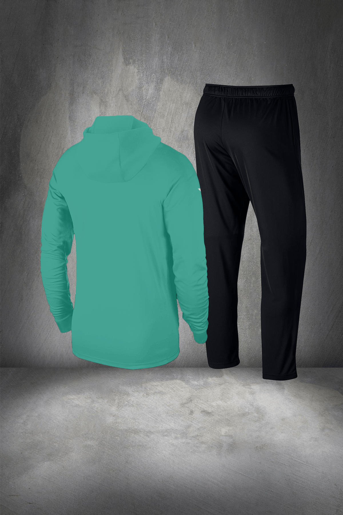 Erkek Su Yeşili İnterlok Kumaş Rahat Fermuarlı Kapüşonlu Eşofman Alt Üst Set S-3XL