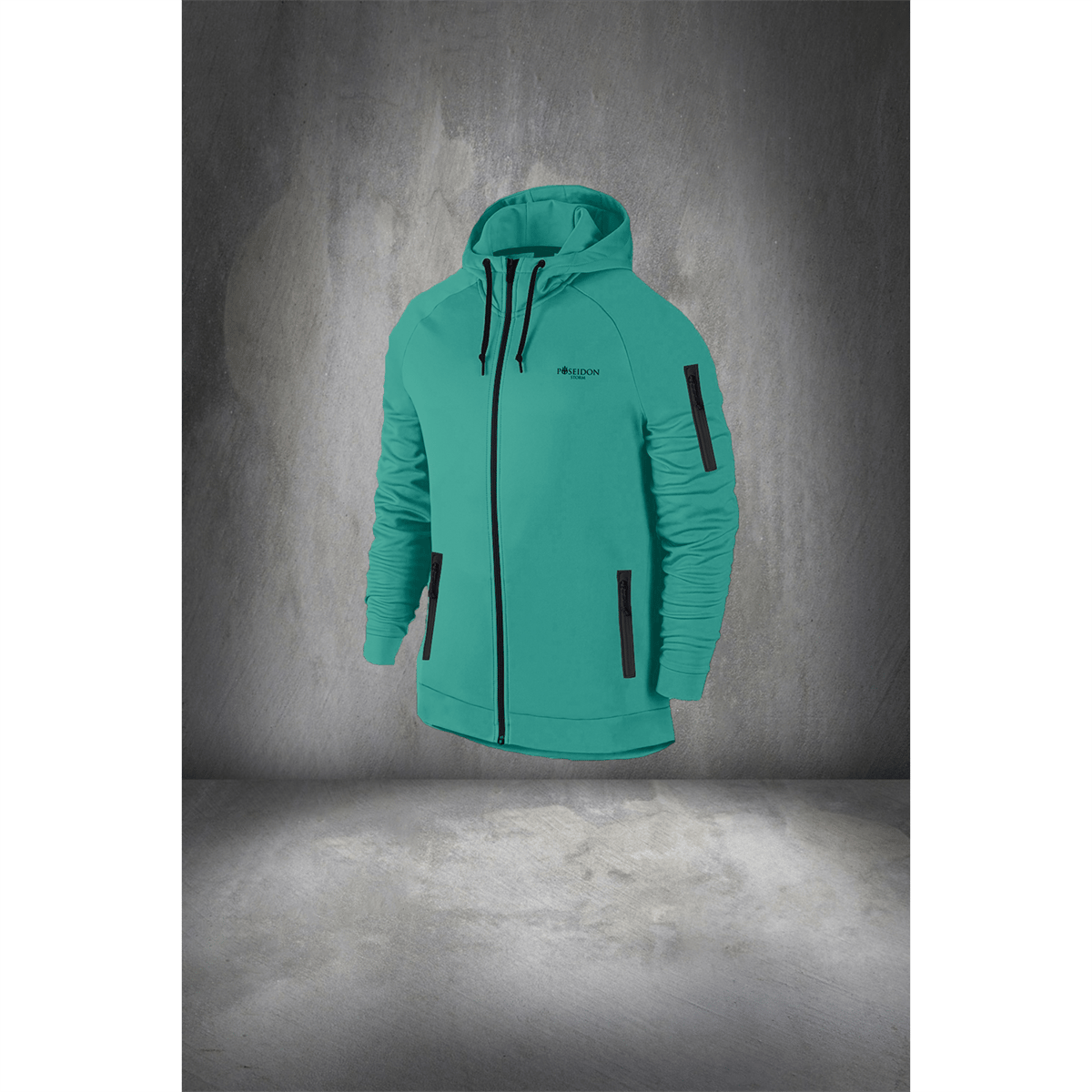 Erkek Su Yeşili Supra Penye Kumaş Fermuarlı Cepli Rahat Full Eşofman Takımı S-3XL