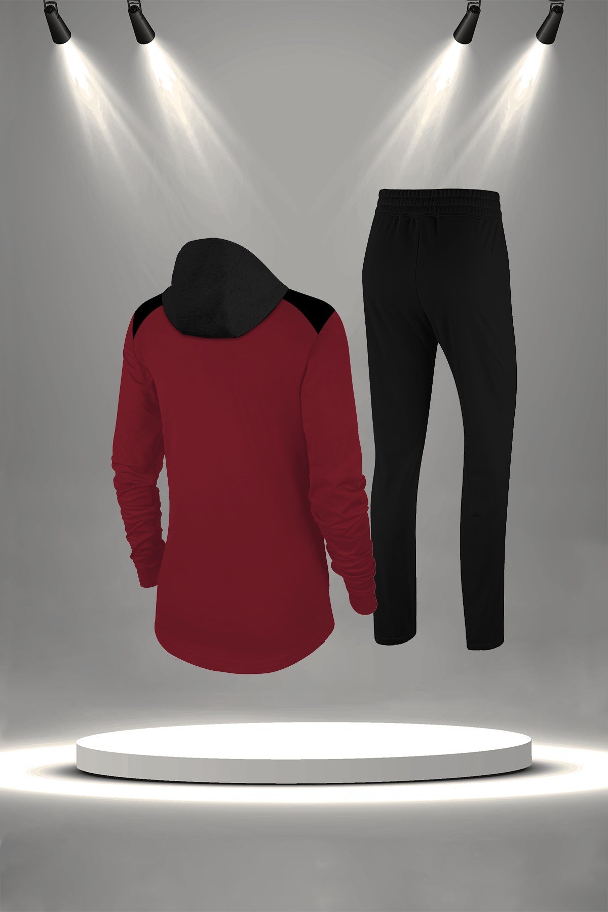 Kadın Bordo Günlük Sporcu Eşofman Takımı S-3XL siyah kapüşon - M5