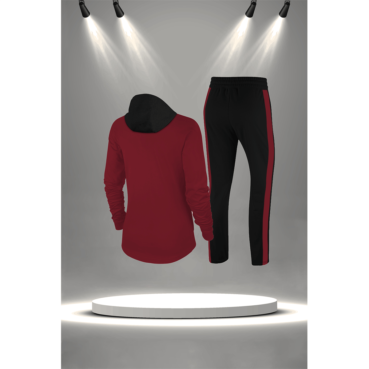 Kadın Bordo İnterlok Kumaş Her Mevsim Yürüyüş Koşu Eşofman Seti  (S-3XL)