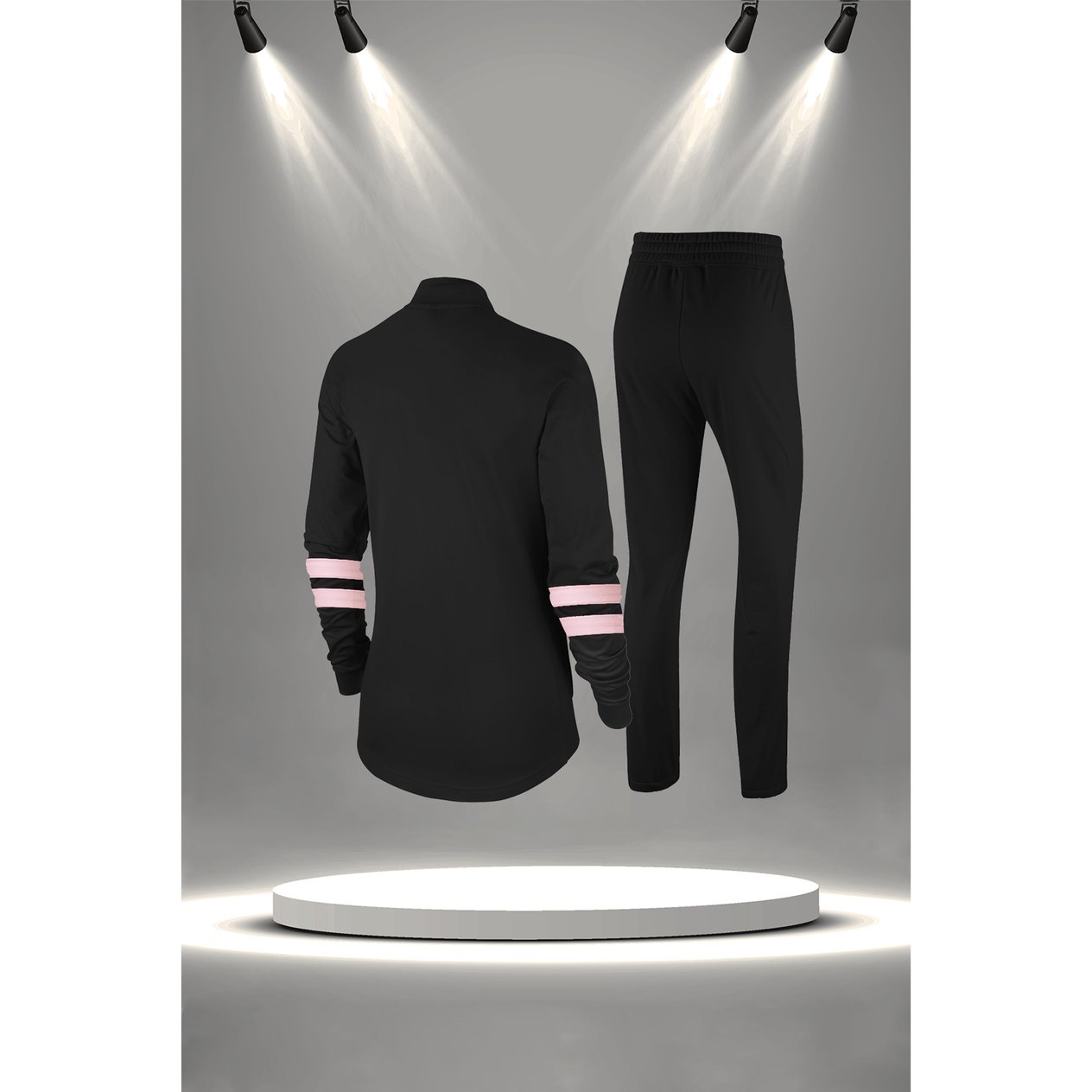 Kadın Siyah Supra Penye Kumaş Rahat Kesim Eşofman takımı  S-XL