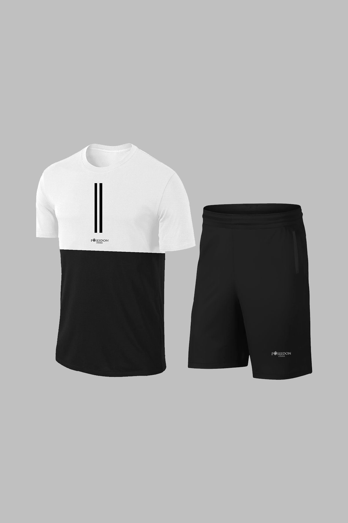Oversize Erkek Beyaz Dri-Fit Kumaş Sıfır Yaka Kısa Kol Tişört Şort Alt Üst Takım (4XL-10XL)