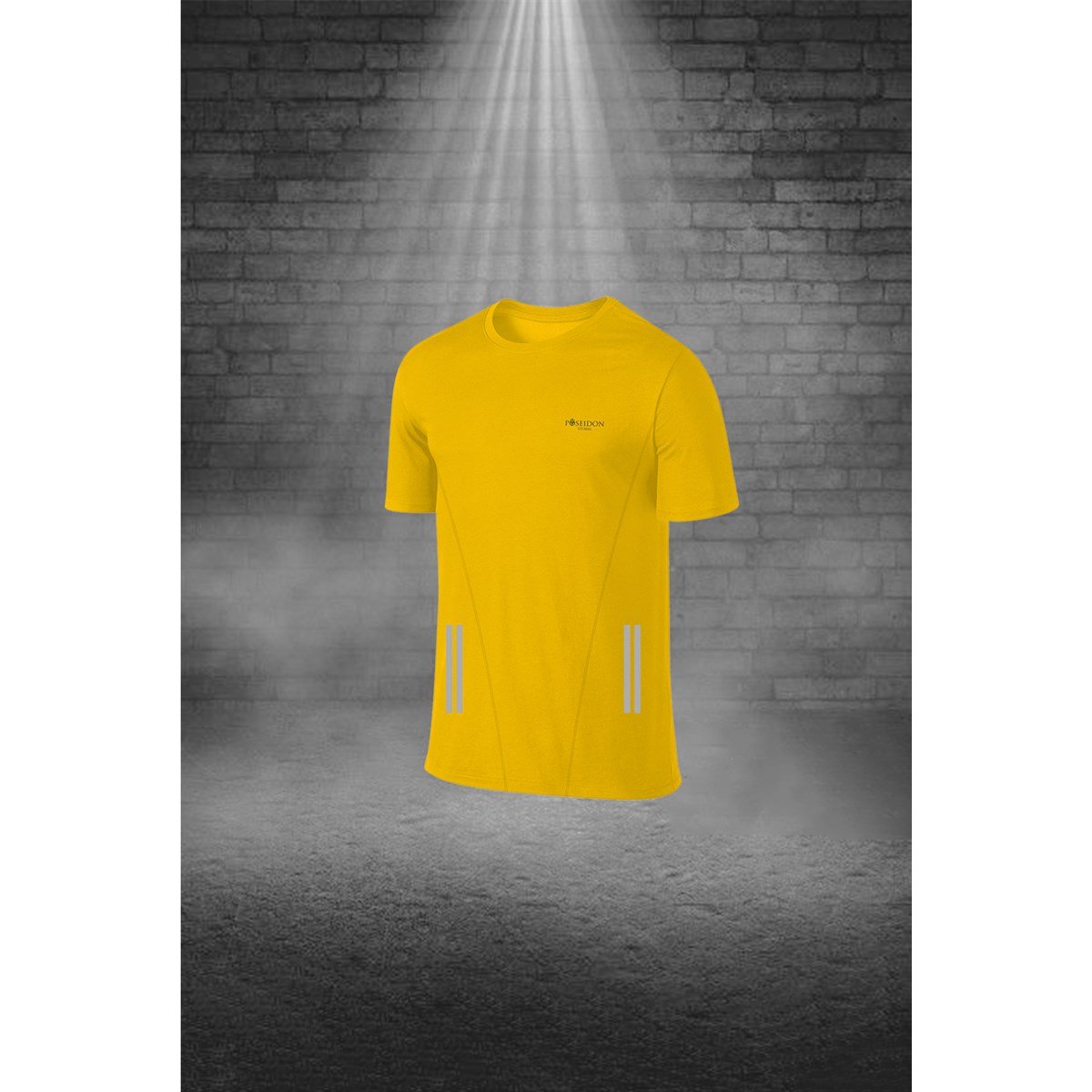 Oversize Erkek Sarı Dri-Fit Kumaş Baskısız Cepli Yuvarlak Yaka Kısa Kol Günlük Şık Tişört Şort Alt Üst İkili Set  4XL-10XL