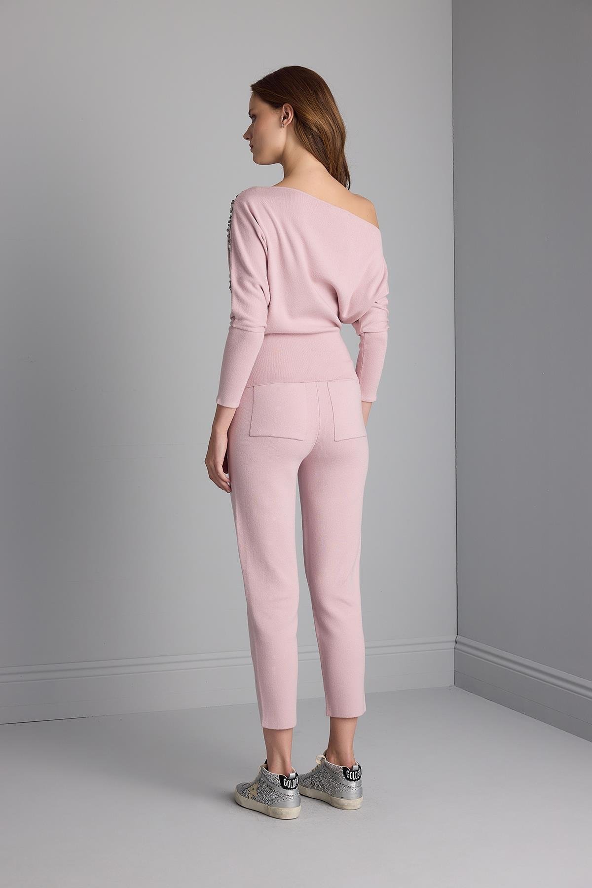 Beli Kordonlu Cepli Triko Pantolon