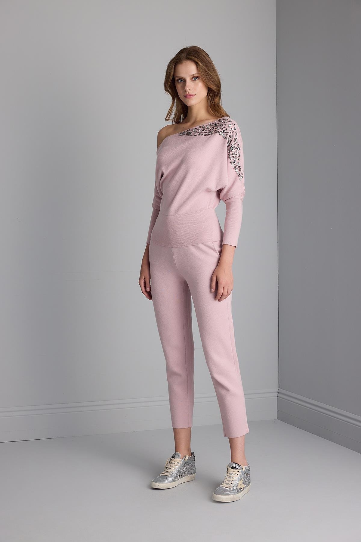 Beli Kordonlu Cepli Triko Pantolon