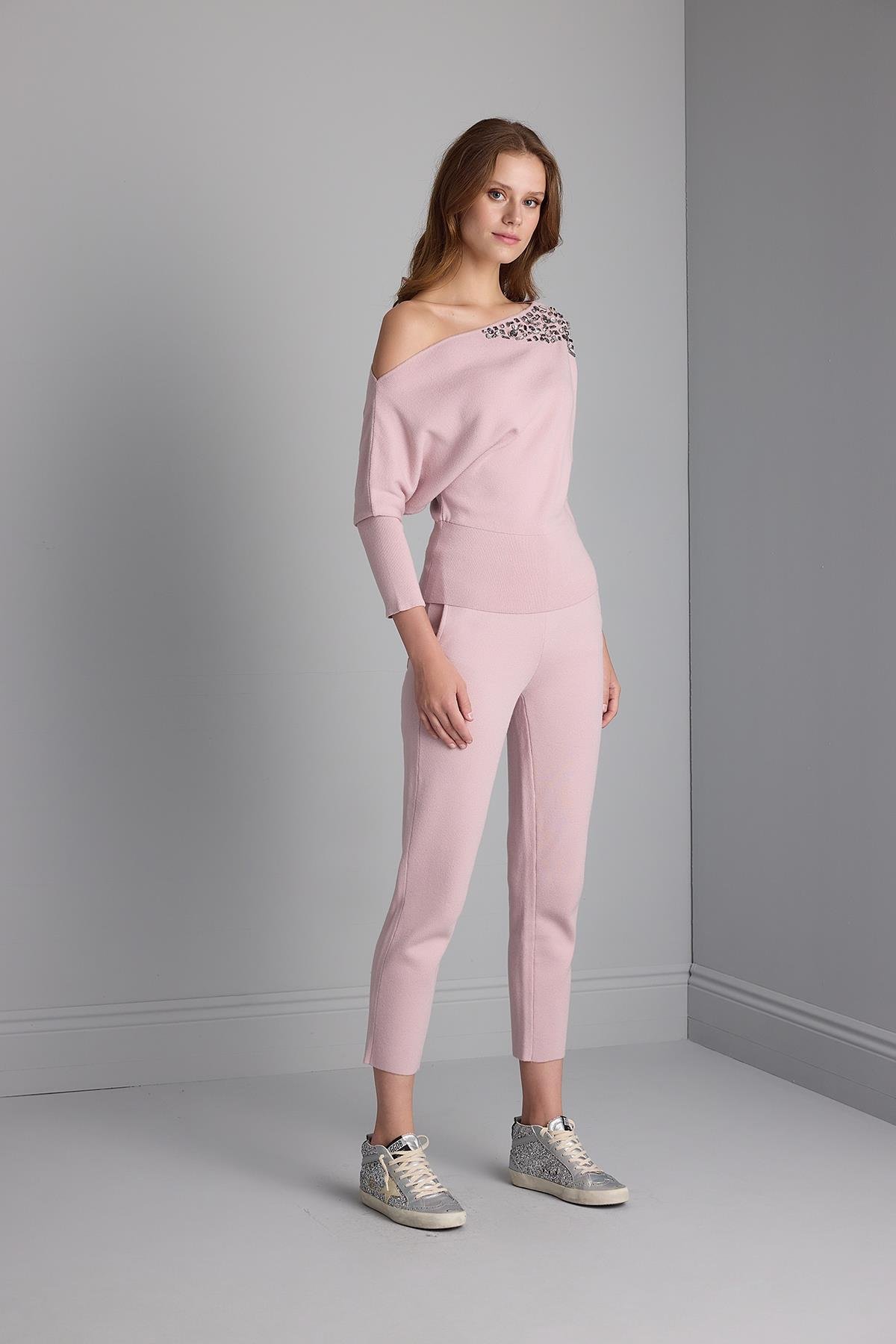 Beli Kordonlu Cepli Triko Pantolon