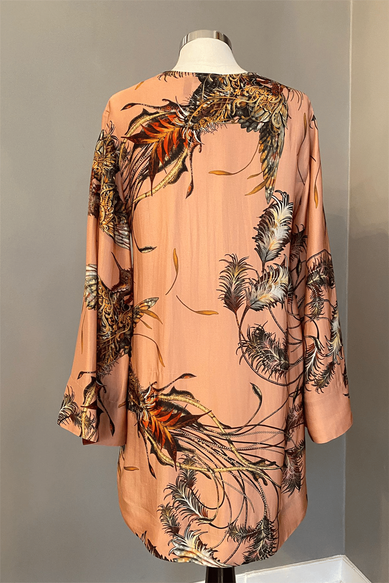 Kuşlu Saten Tunik