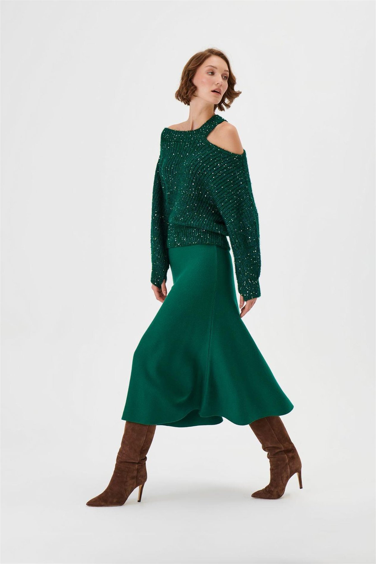 Pullu Cut Out Triko Kazak