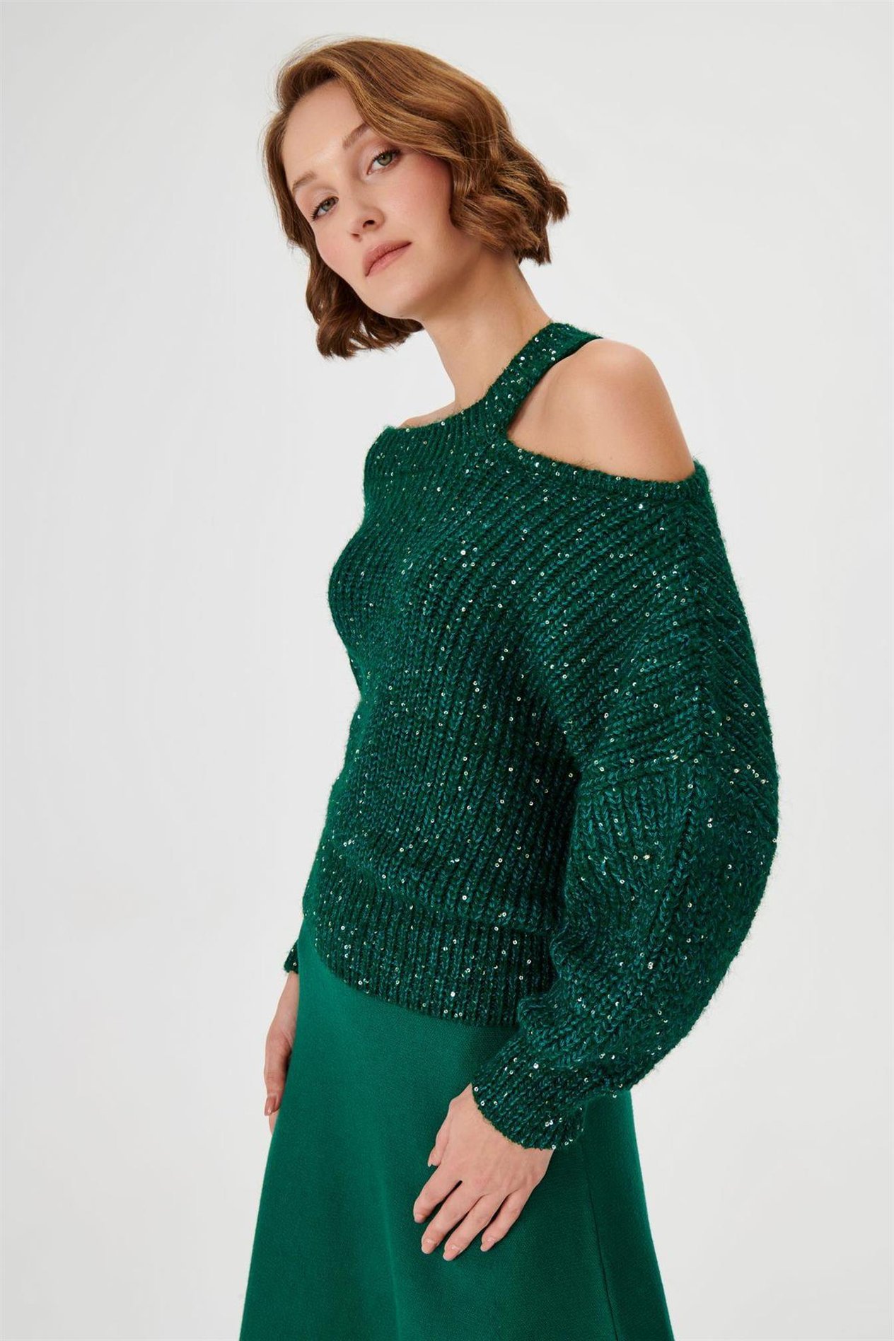 Pullu Cut Out Triko Kazak