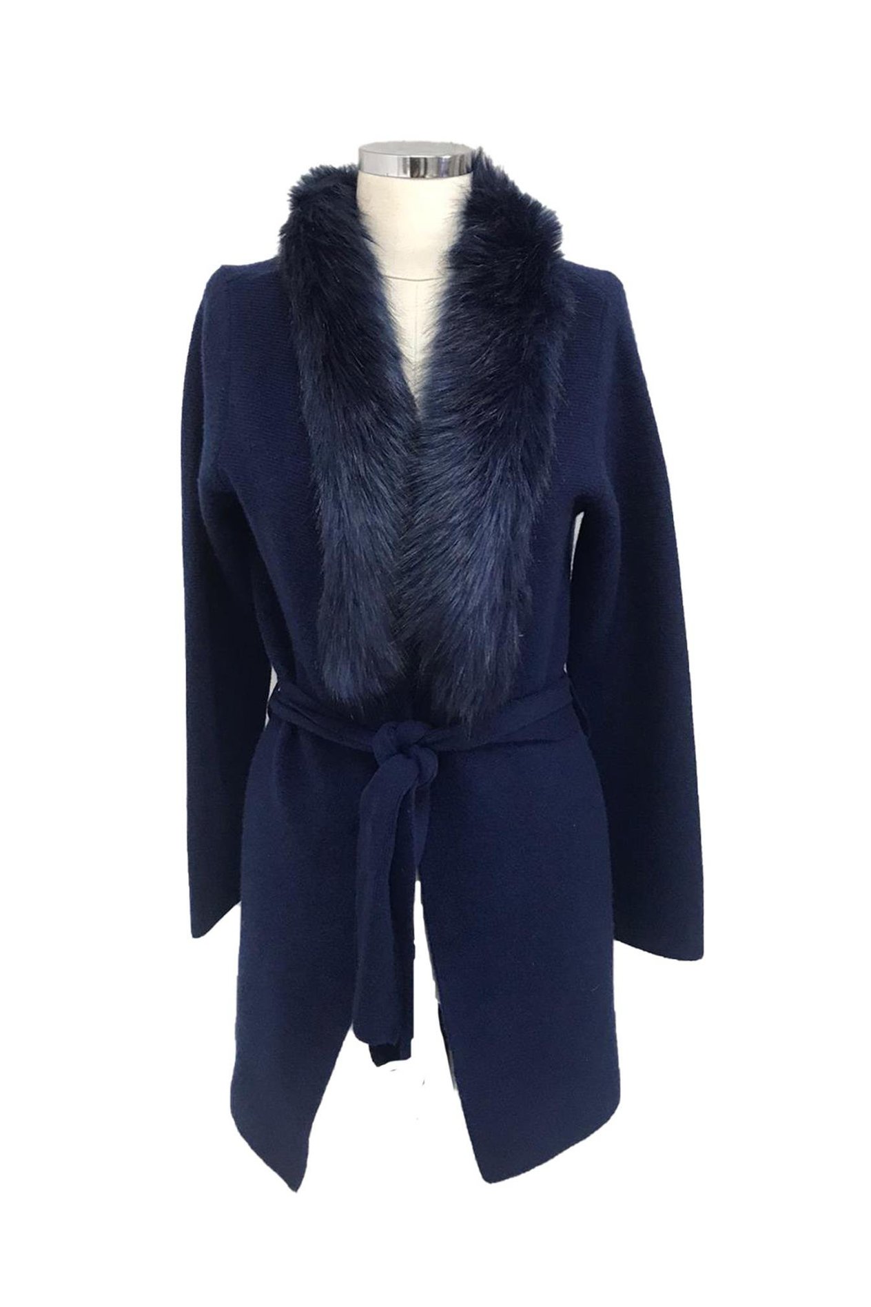 Silk and Cashmere Yakası Kürklü Hırka