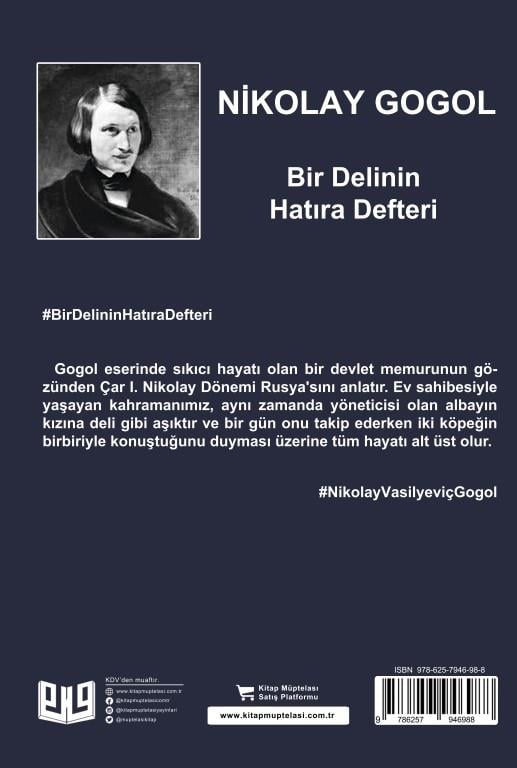 Bir Delinin Hatıra Defteri , Nikolay Vasilyeviç Gogol , Vaveyla Yayıncılık , 9786257946988 ,